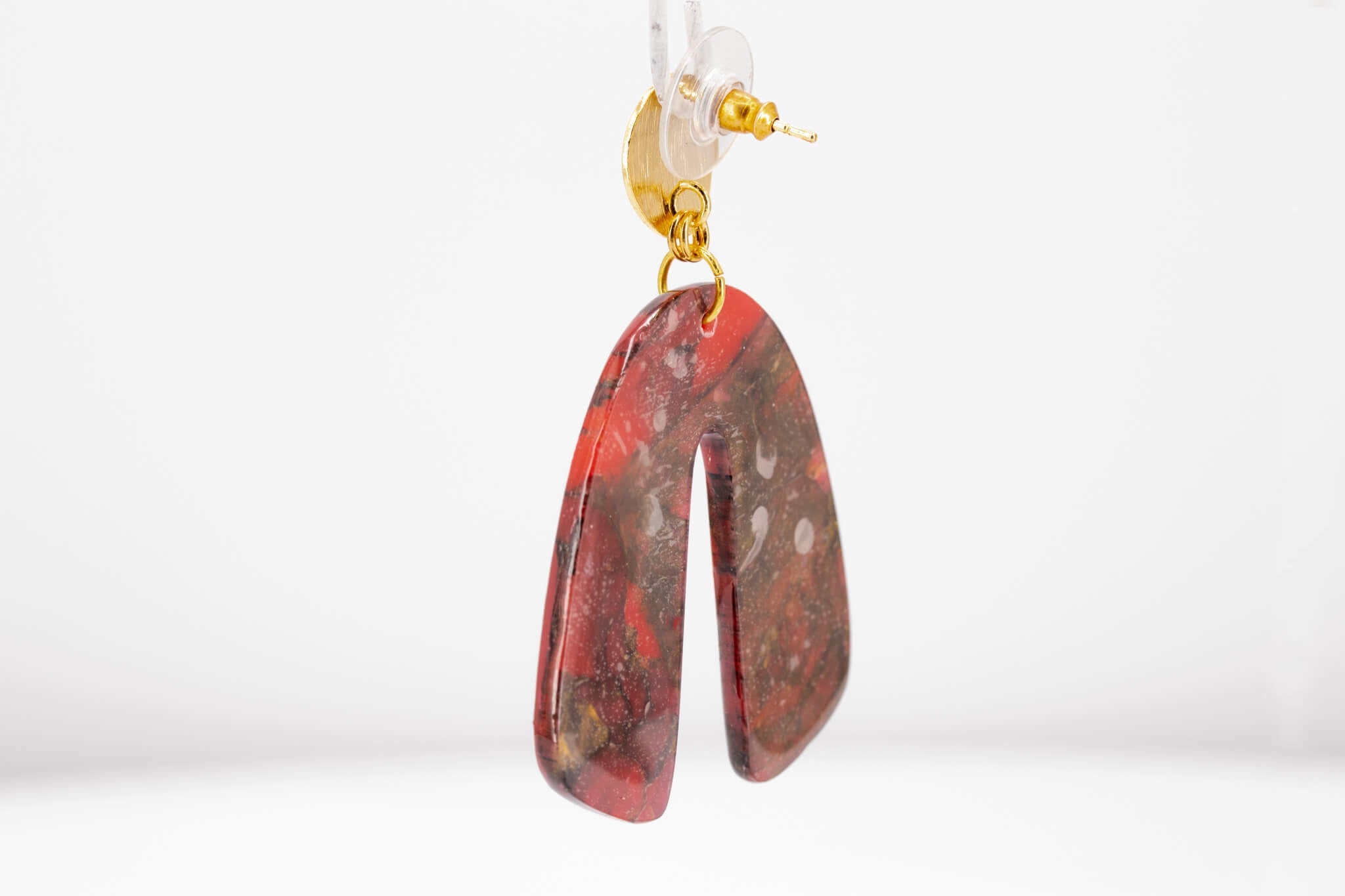 Crimson Stone Arch Earrings - Pearl Moon Creations