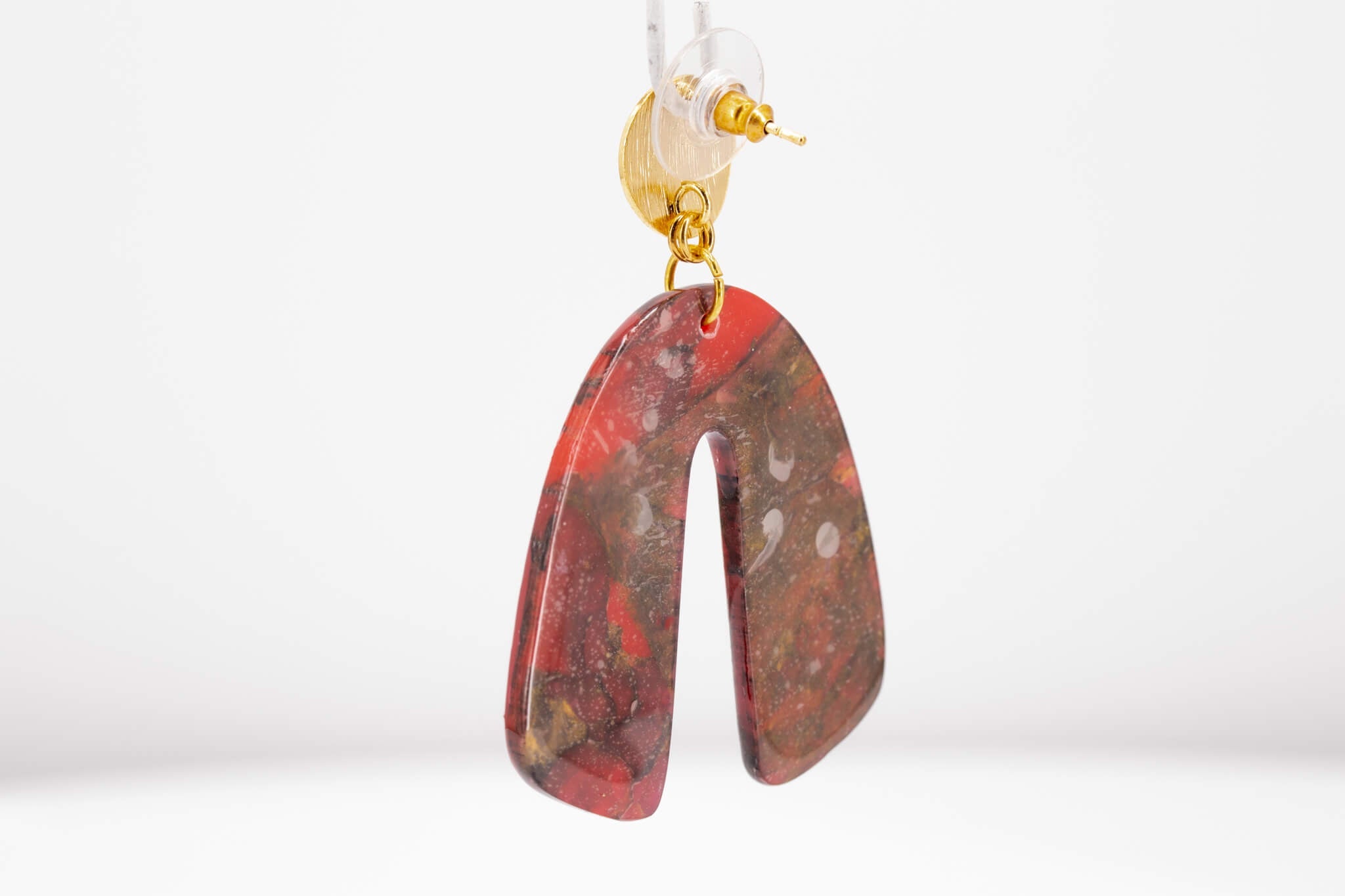 Crimson Stone Arch Earrings - Pearl Moon Creations