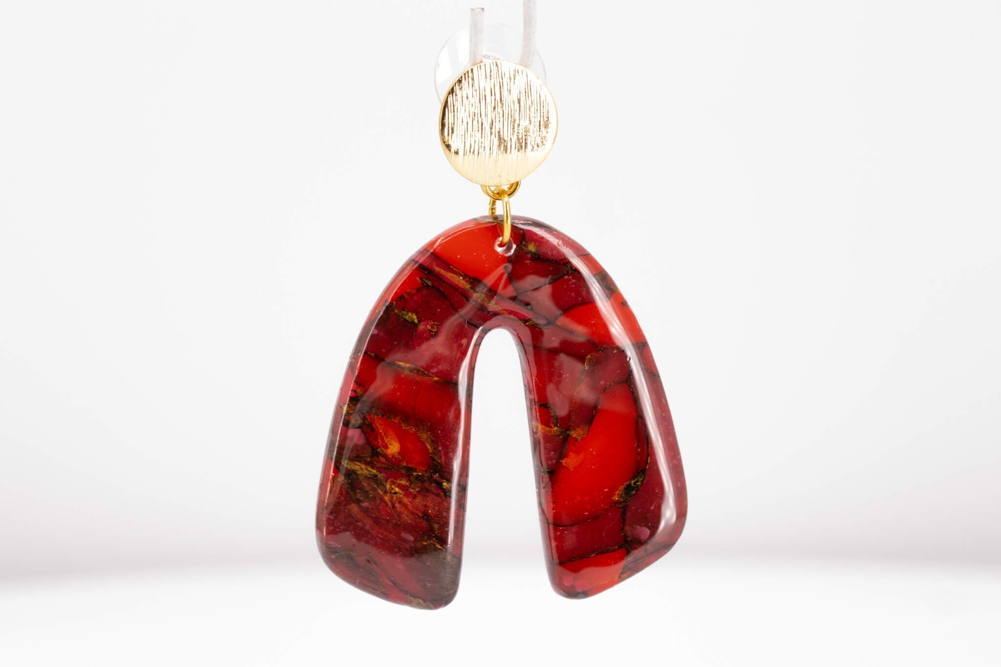 Crimson Stone Arch Earrings - Pearl Moon Creations