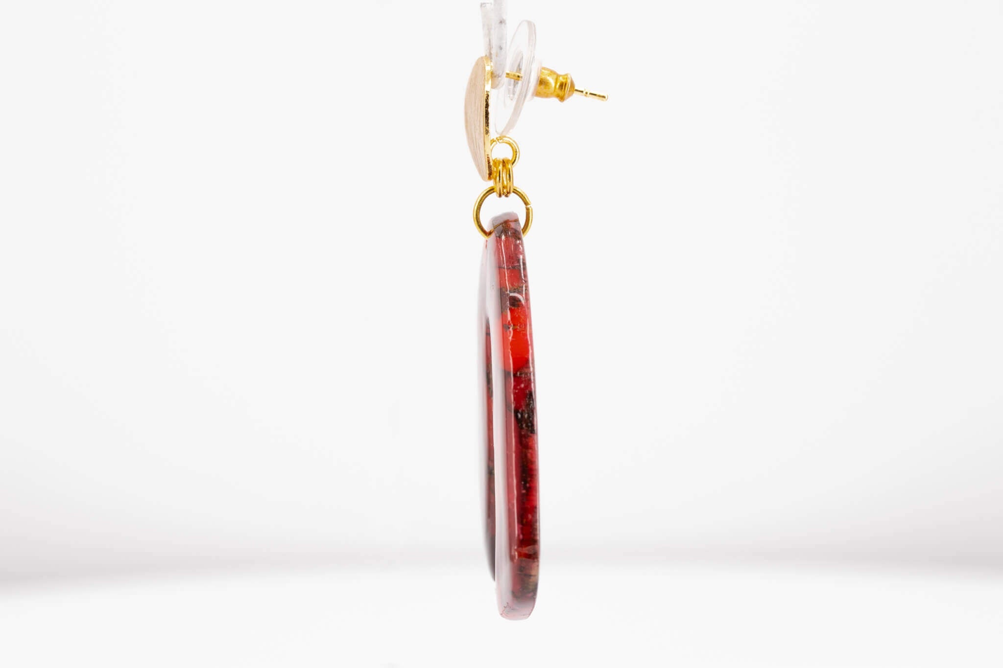 Crimson Stone Arch Earrings - Pearl Moon Creations