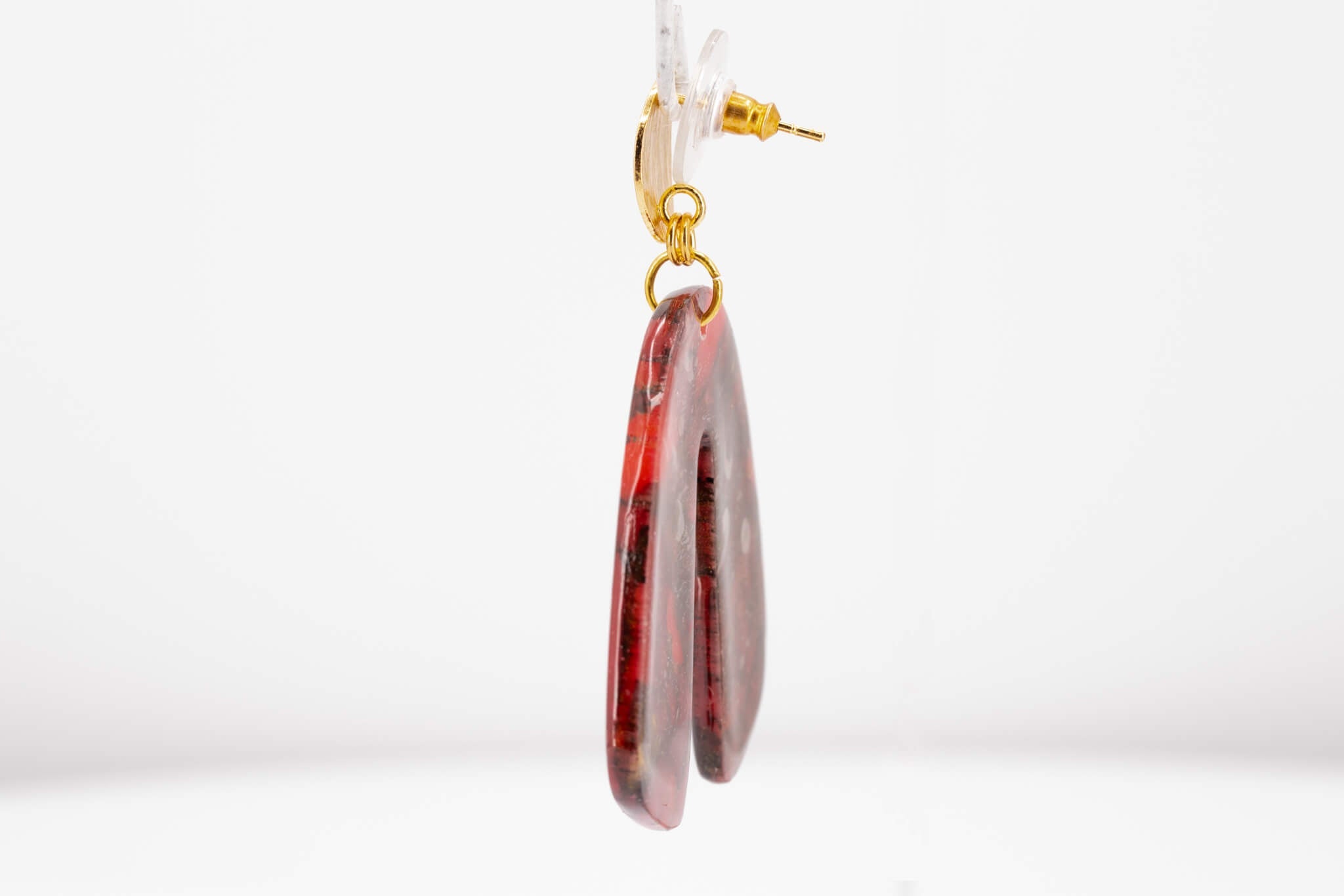 Crimson Stone Arch Earrings - Pearl Moon Creations