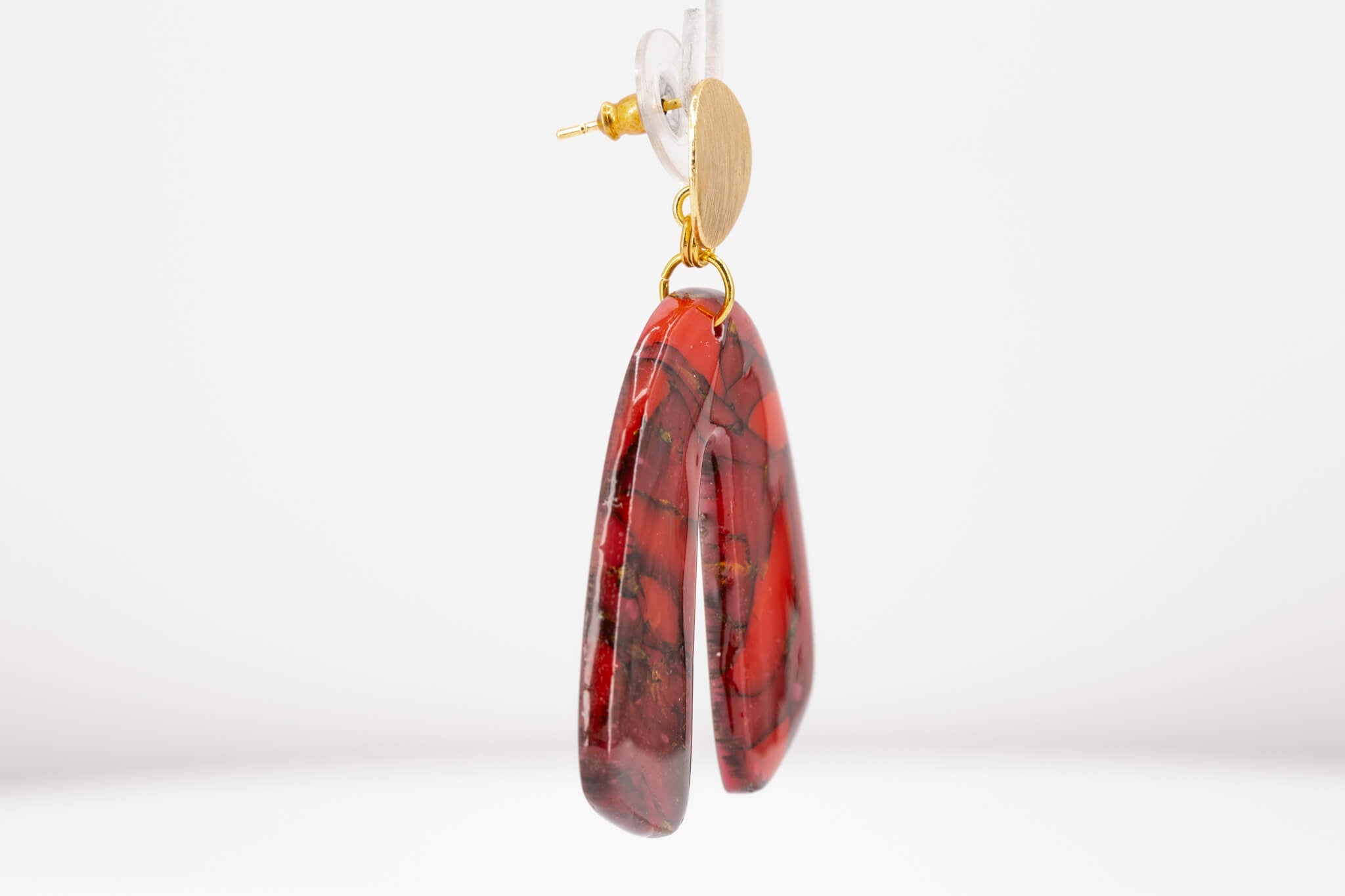 Crimson Stone Arch Earrings - Pearl Moon Creations