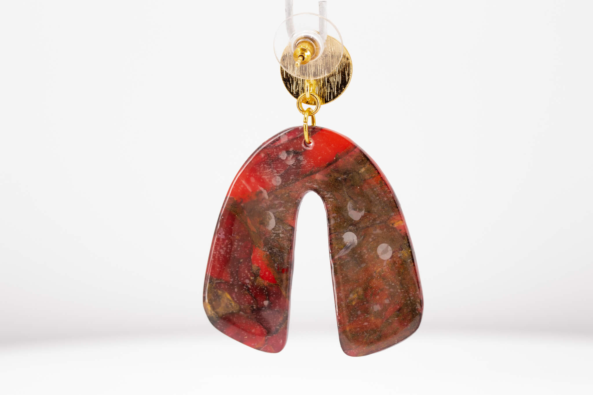 Crimson Stone Arch Earrings - Pearl Moon Creations