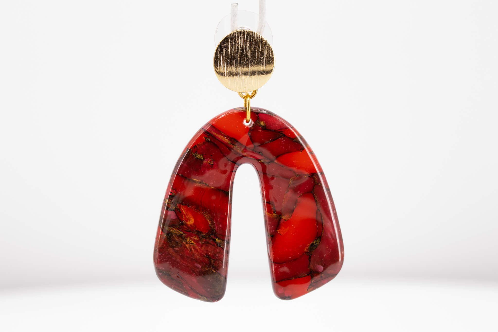 Crimson Stone Arch Earrings - Pearl Moon Creations