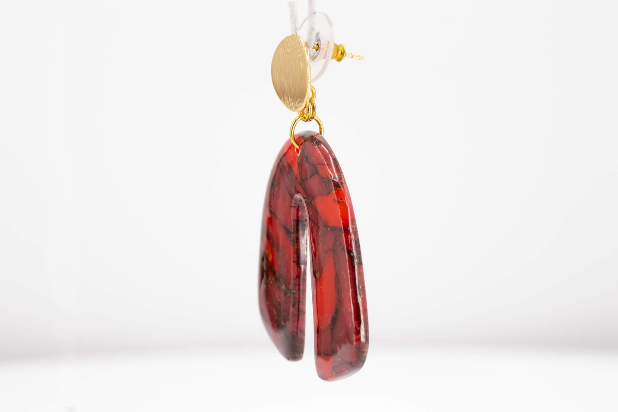 Crimson Stone Arch Earrings - Pearl Moon Creations