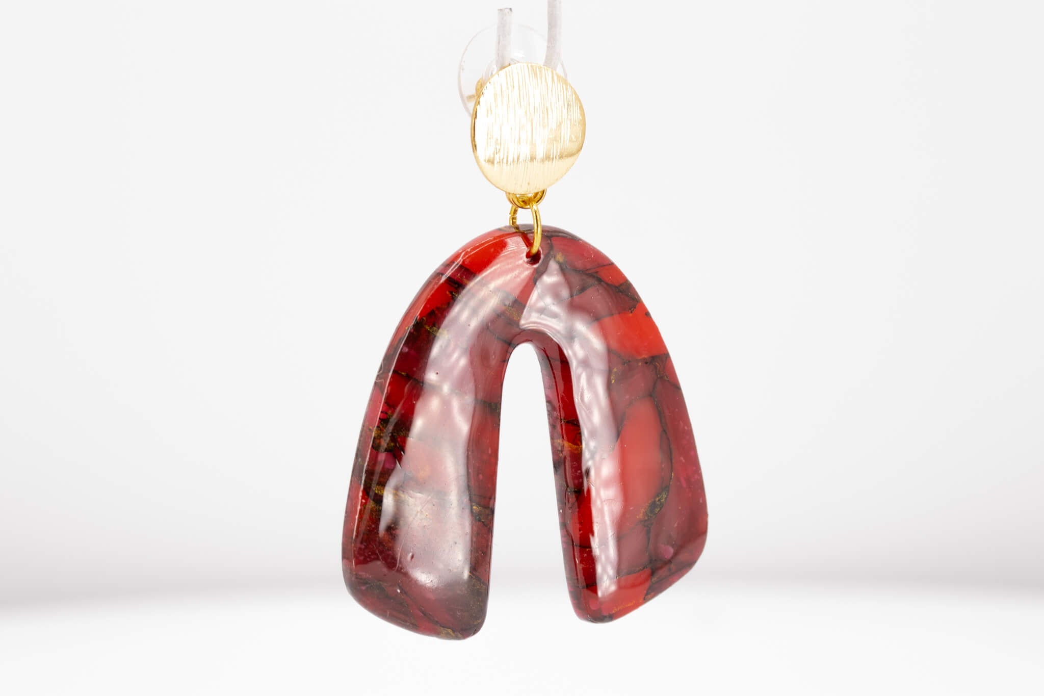 Crimson Stone Arch Earrings - Pearl Moon Creations