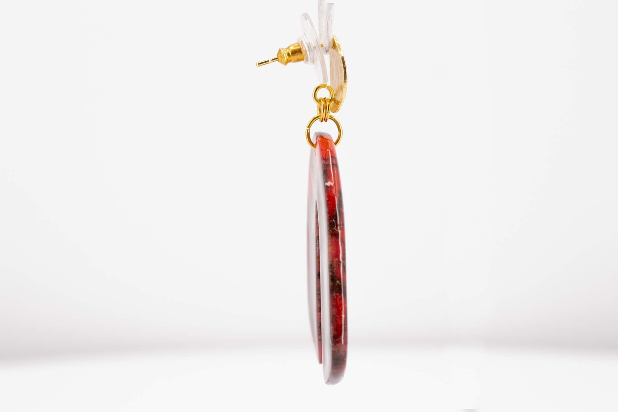 Crimson Stone Arch Earrings - Pearl Moon Creations