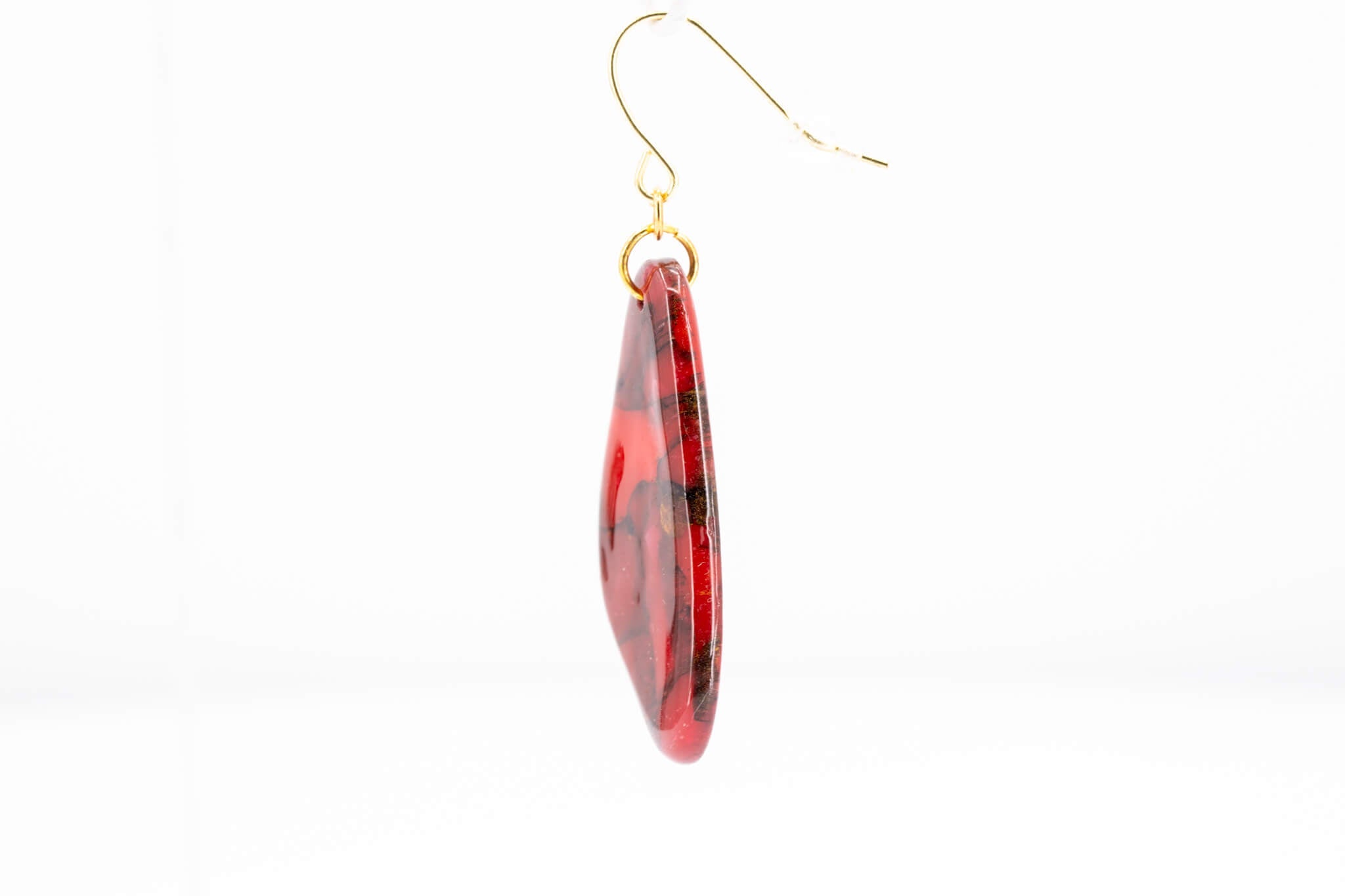 Crimson Stone Dangle Pebble Earrings - Pearl Moon Creations