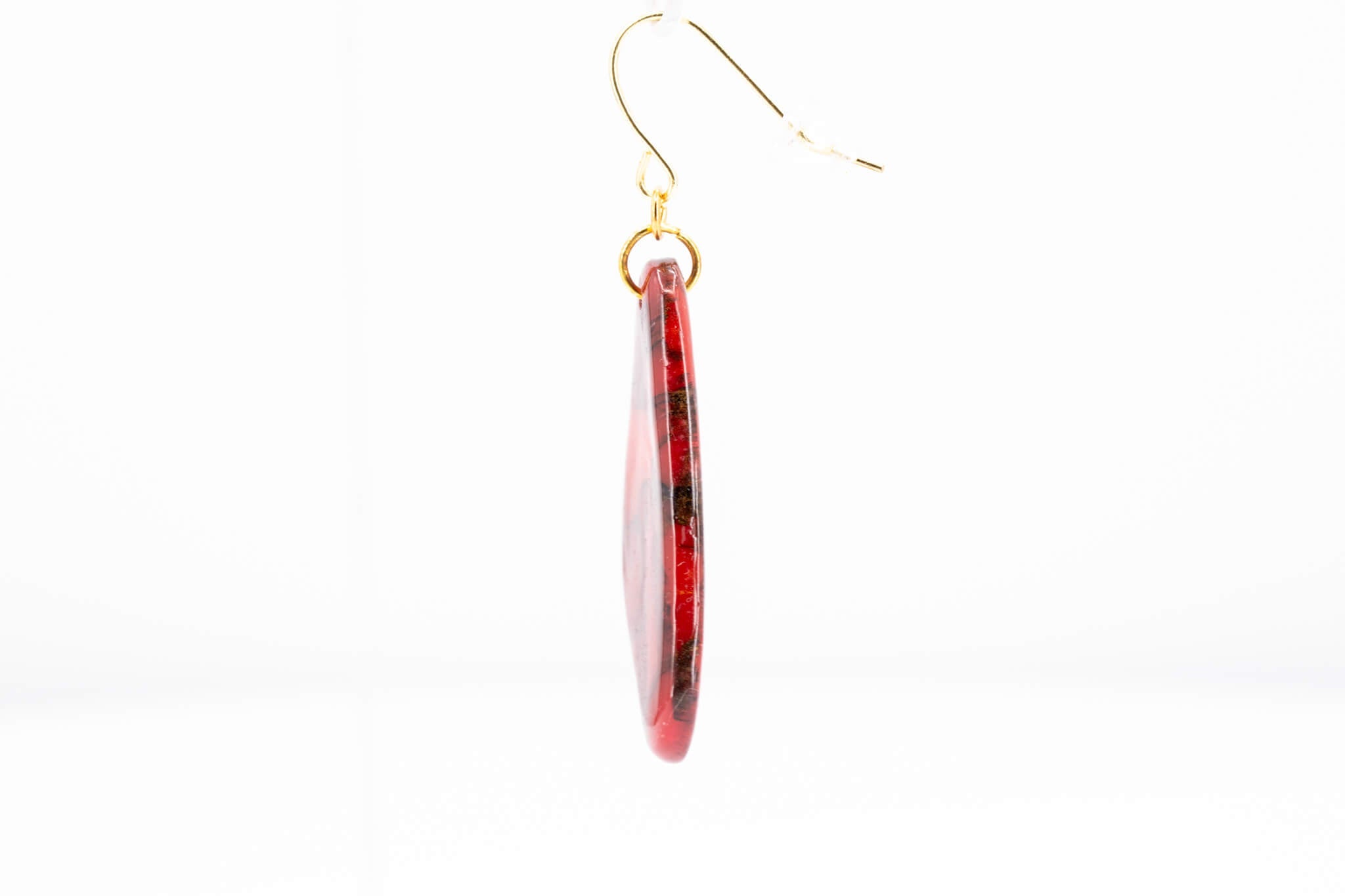 Crimson Stone Dangle Pebble Earrings - Pearl Moon Creations