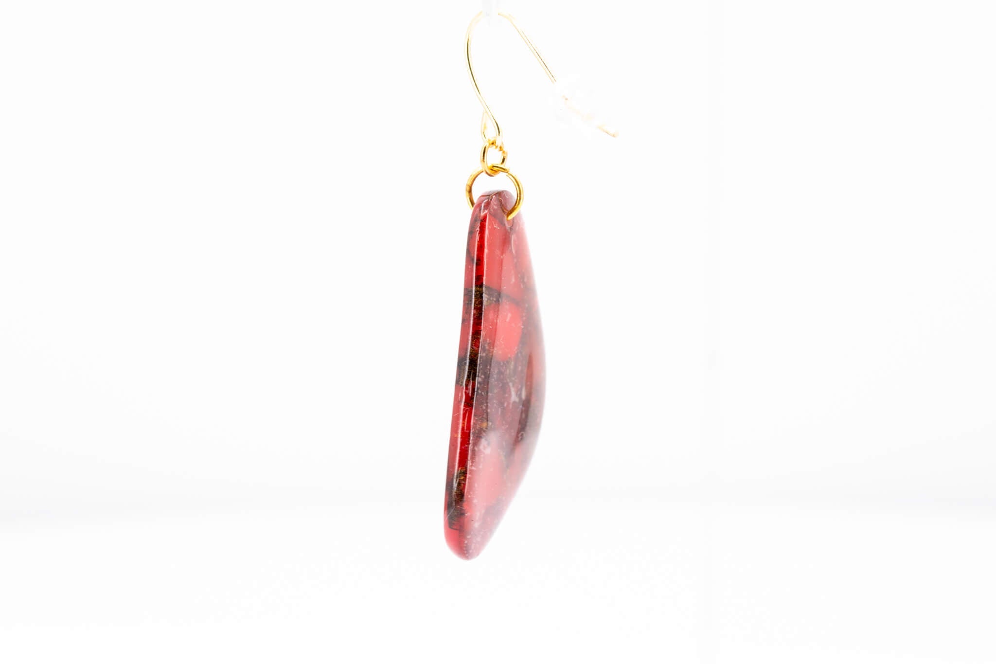 Crimson Stone Dangle Pebble Earrings - Pearl Moon Creations