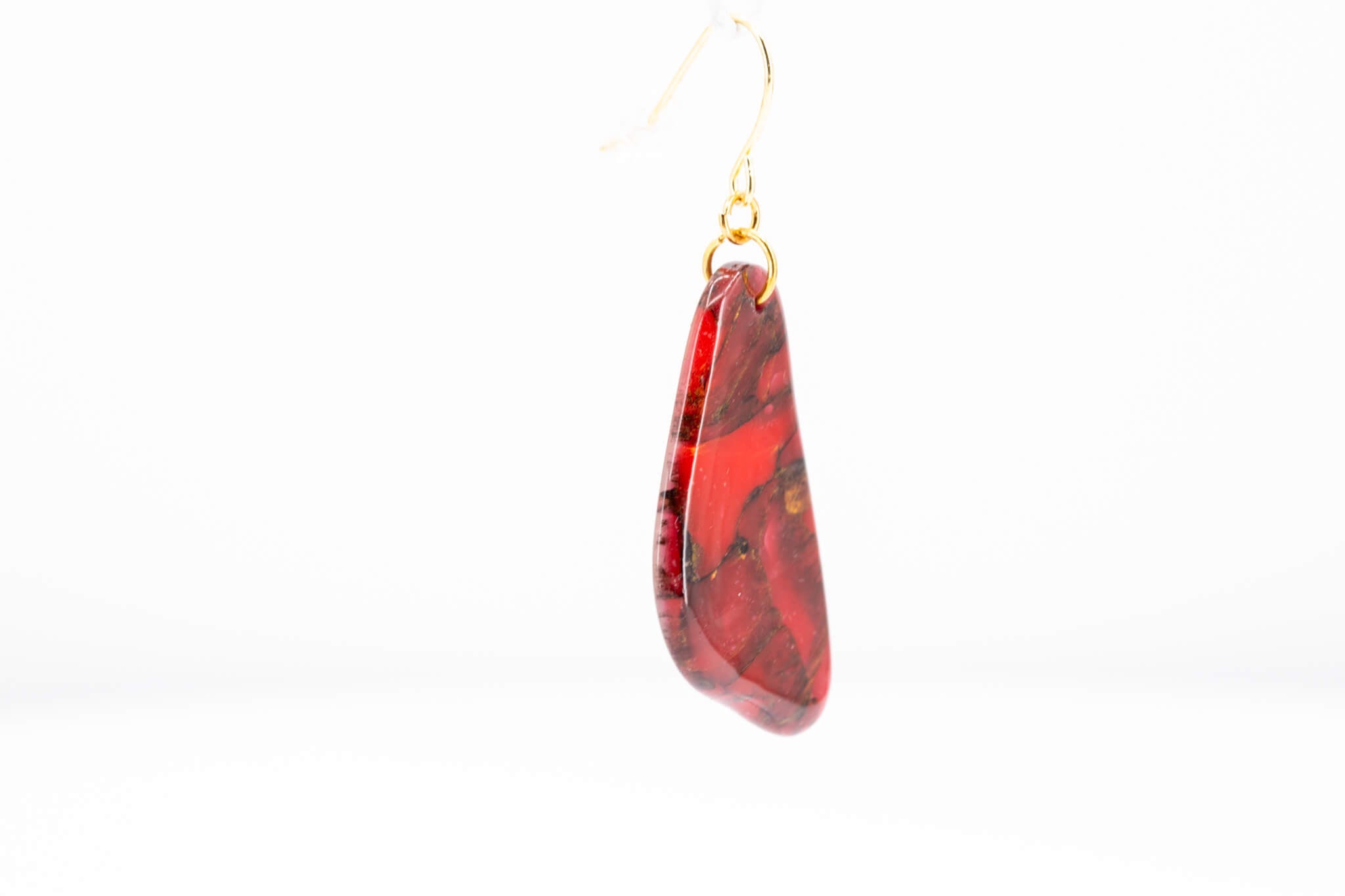 Crimson Stone Dangle Pebble Earrings - Pearl Moon Creations