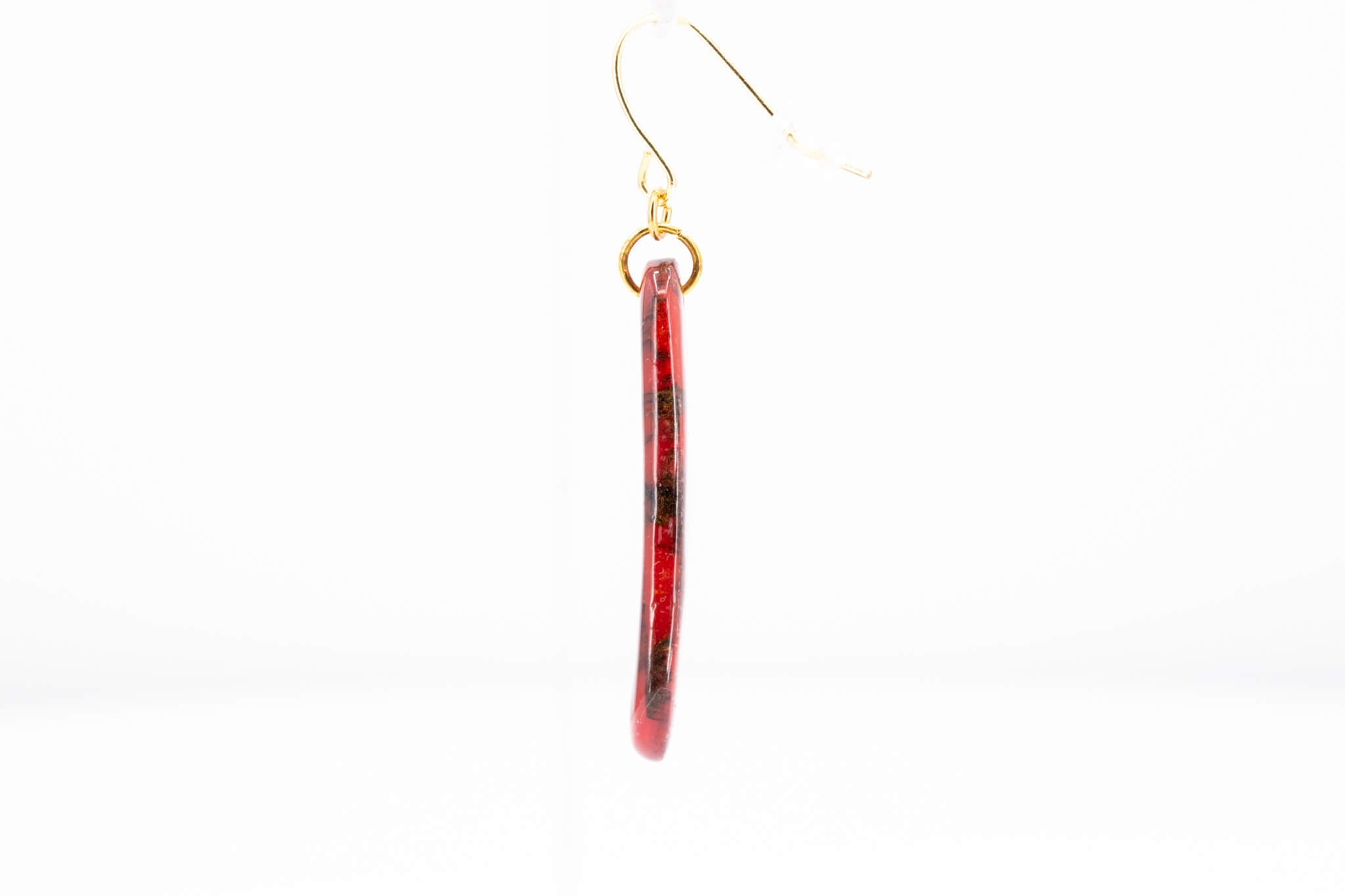 Crimson Stone Dangle Pebble Earrings - Pearl Moon Creations