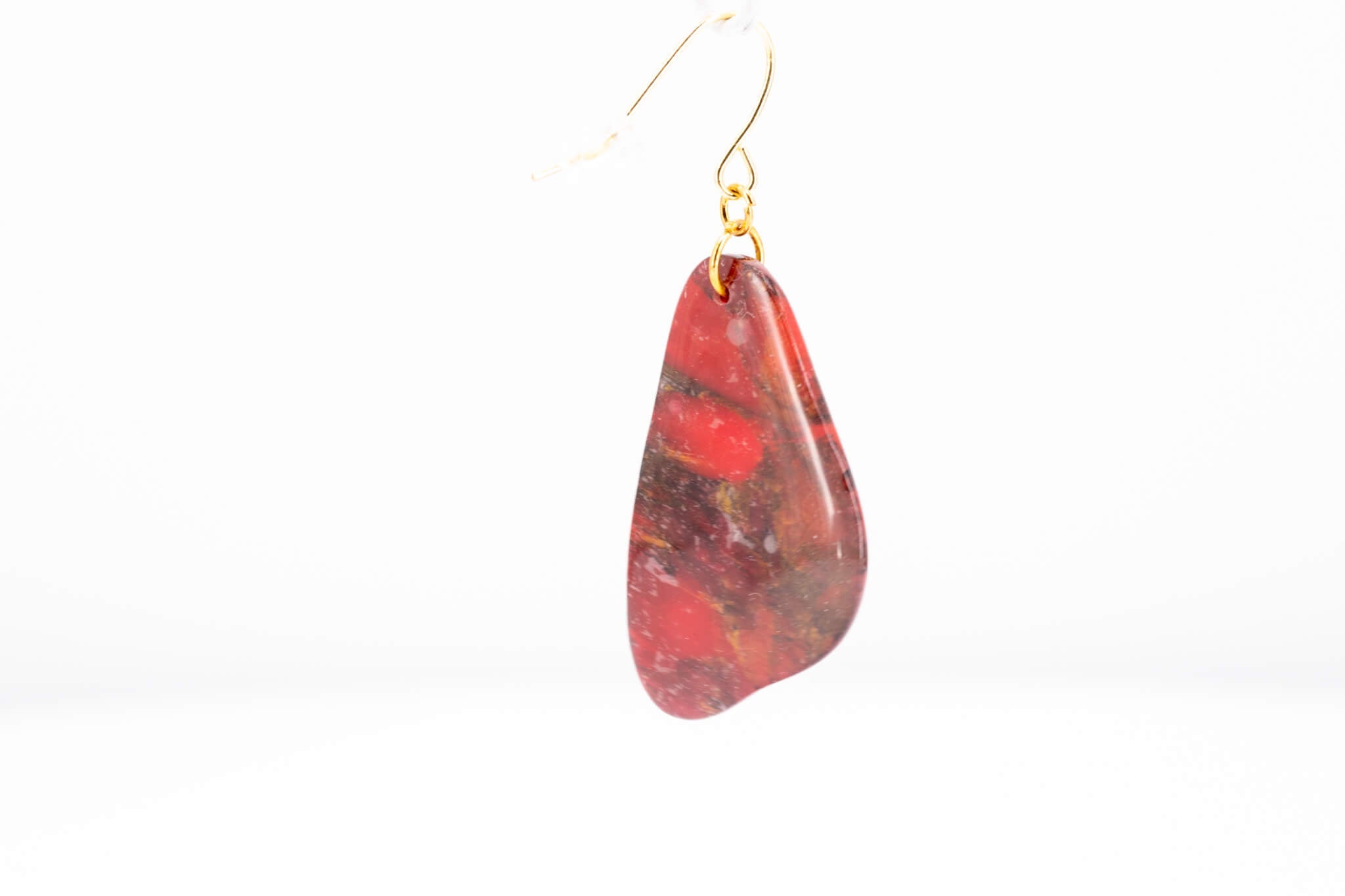 Crimson Stone Dangle Pebble Earrings - Pearl Moon Creations