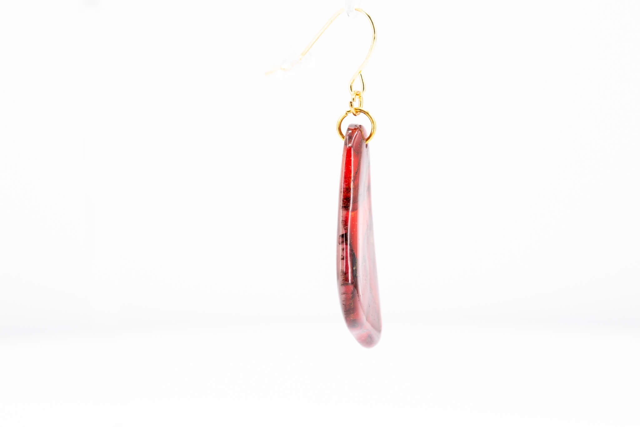 Crimson Stone Dangle Pebble Earrings - Pearl Moon Creations