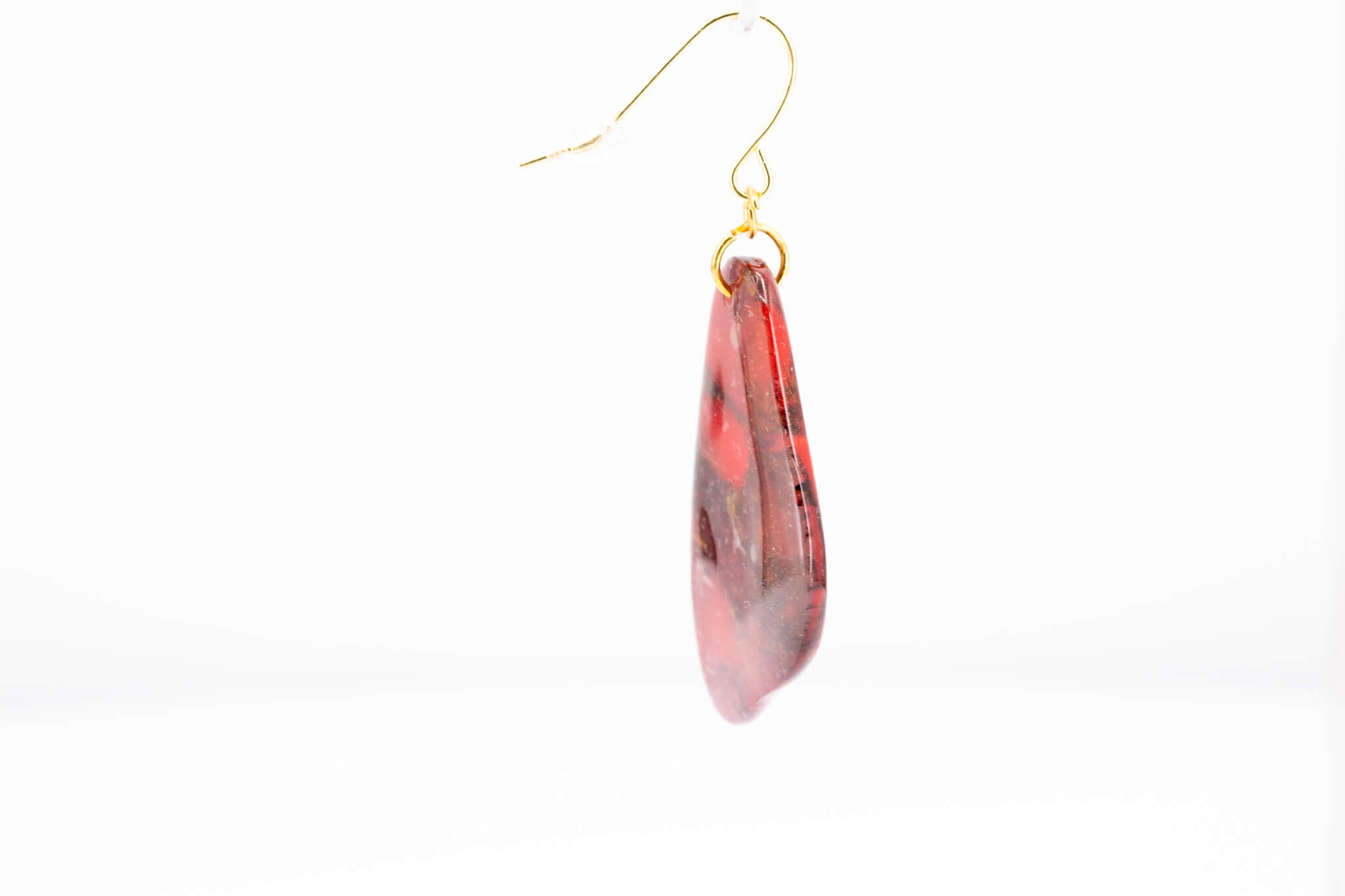 Crimson Stone Dangle Pebble Earrings - Pearl Moon Creations