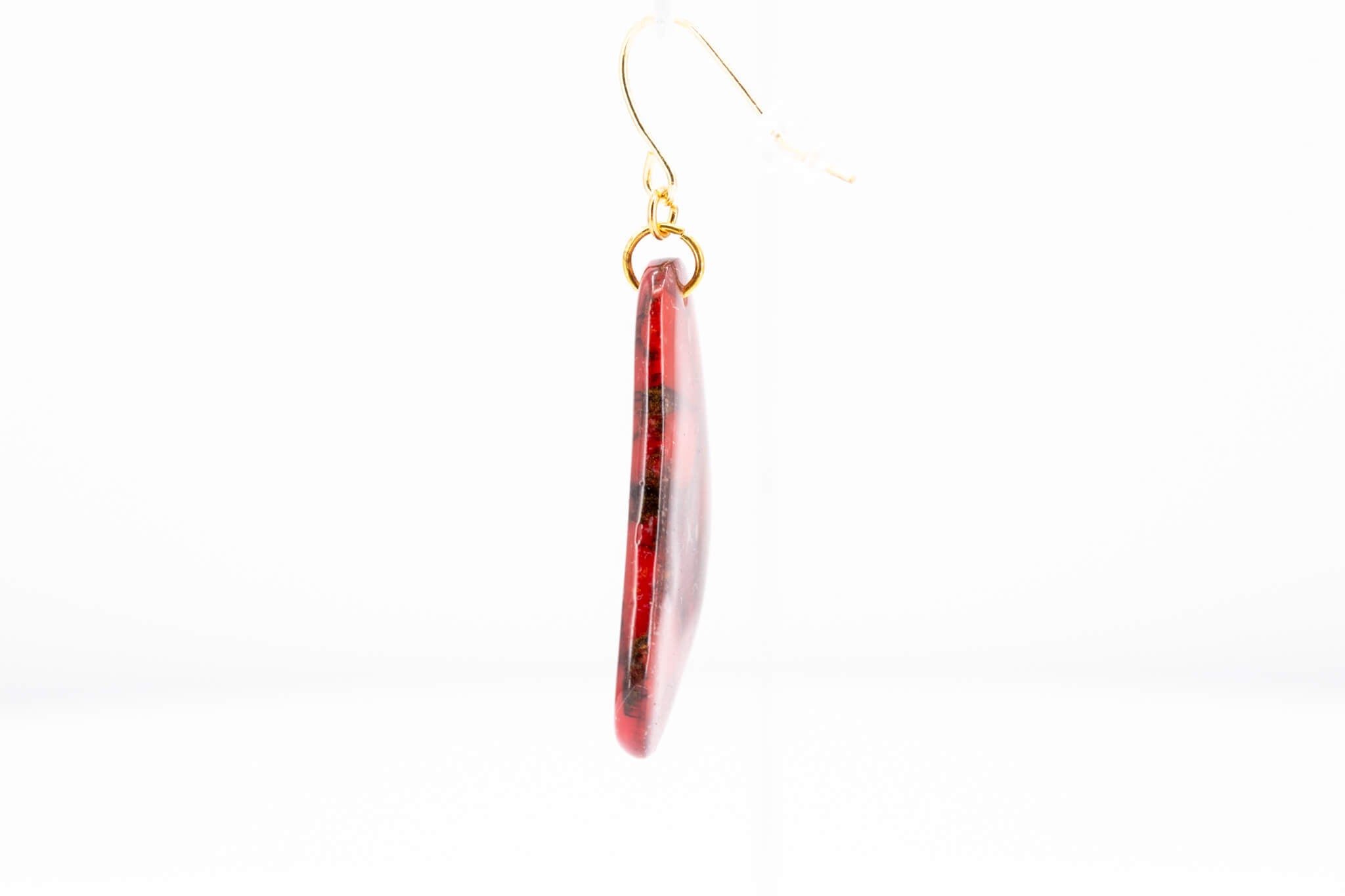 Crimson Stone Dangle Pebble Earrings - Pearl Moon Creations