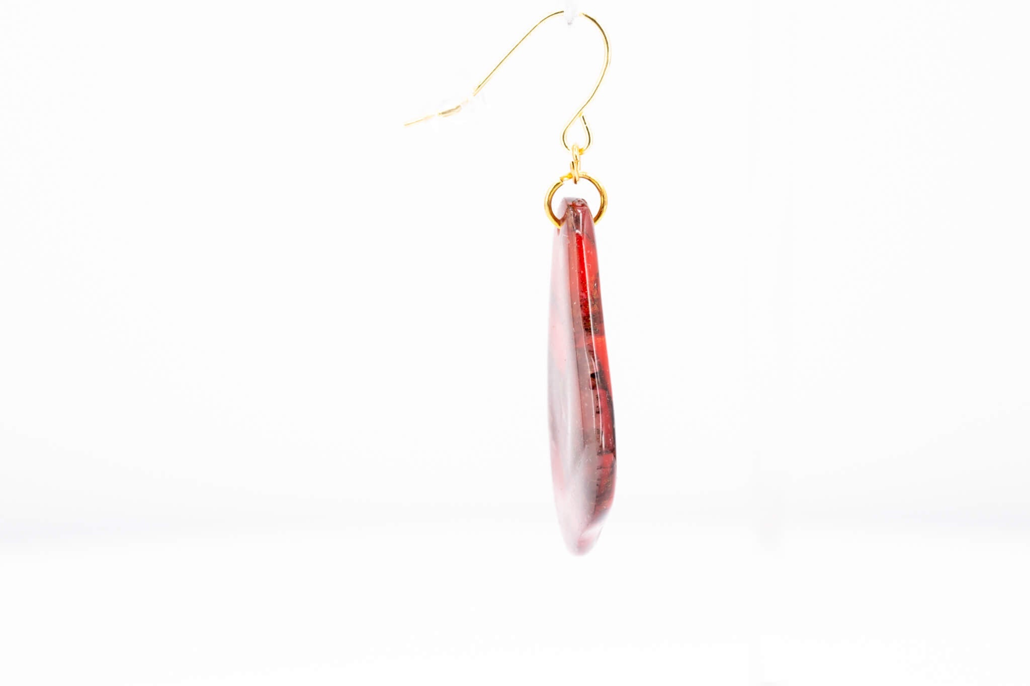 Crimson Stone Dangle Pebble Earrings - Pearl Moon Creations