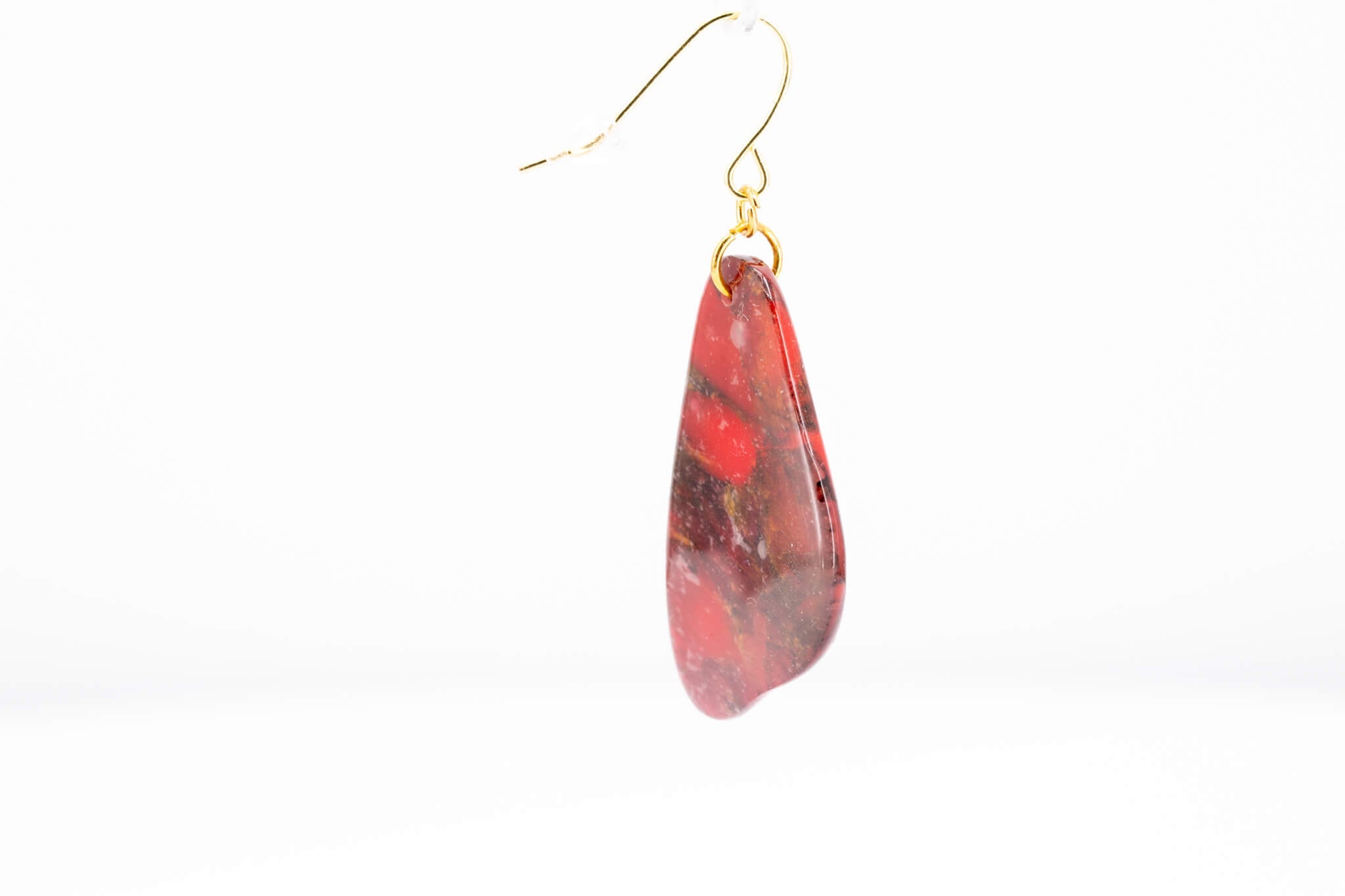 Crimson Stone Dangle Pebble Earrings - Pearl Moon Creations