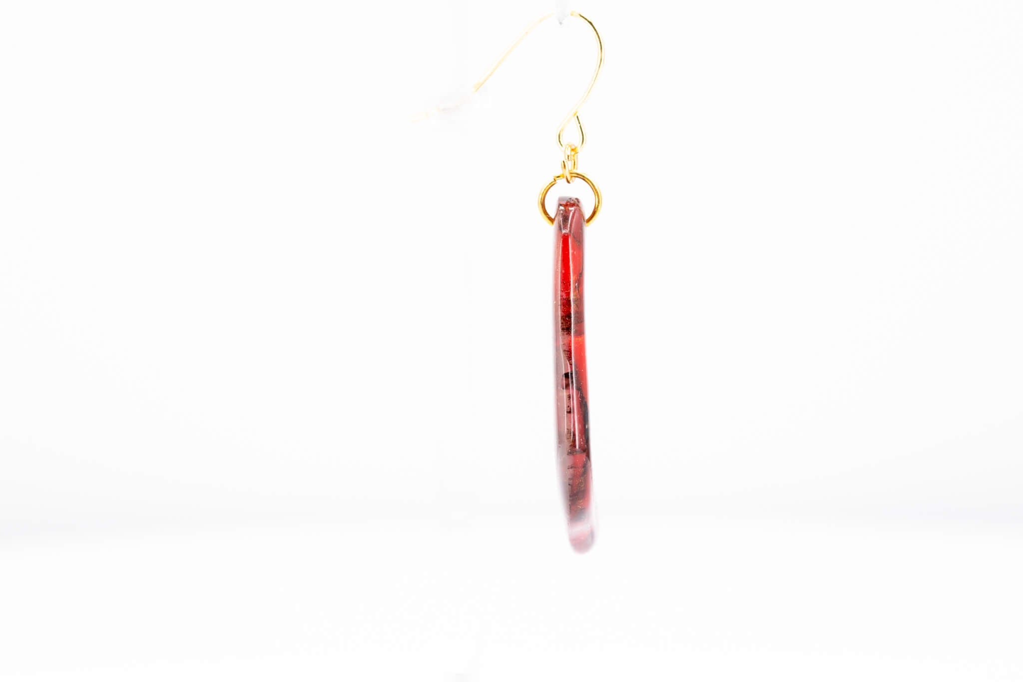 Crimson Stone Dangle Pebble Earrings - Pearl Moon Creations