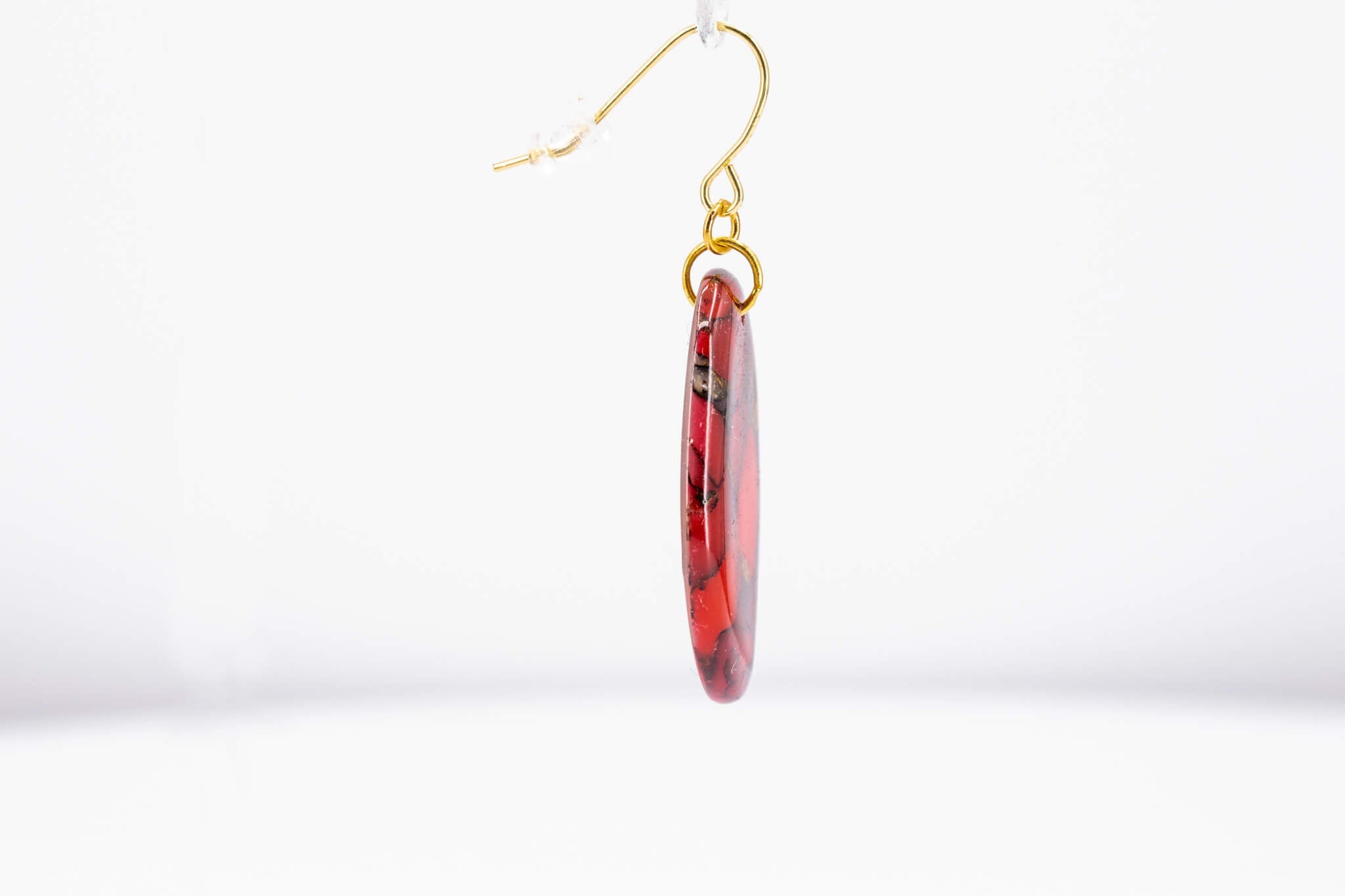 Crimson Stone Oval Earrings - Pearl Moon Creations