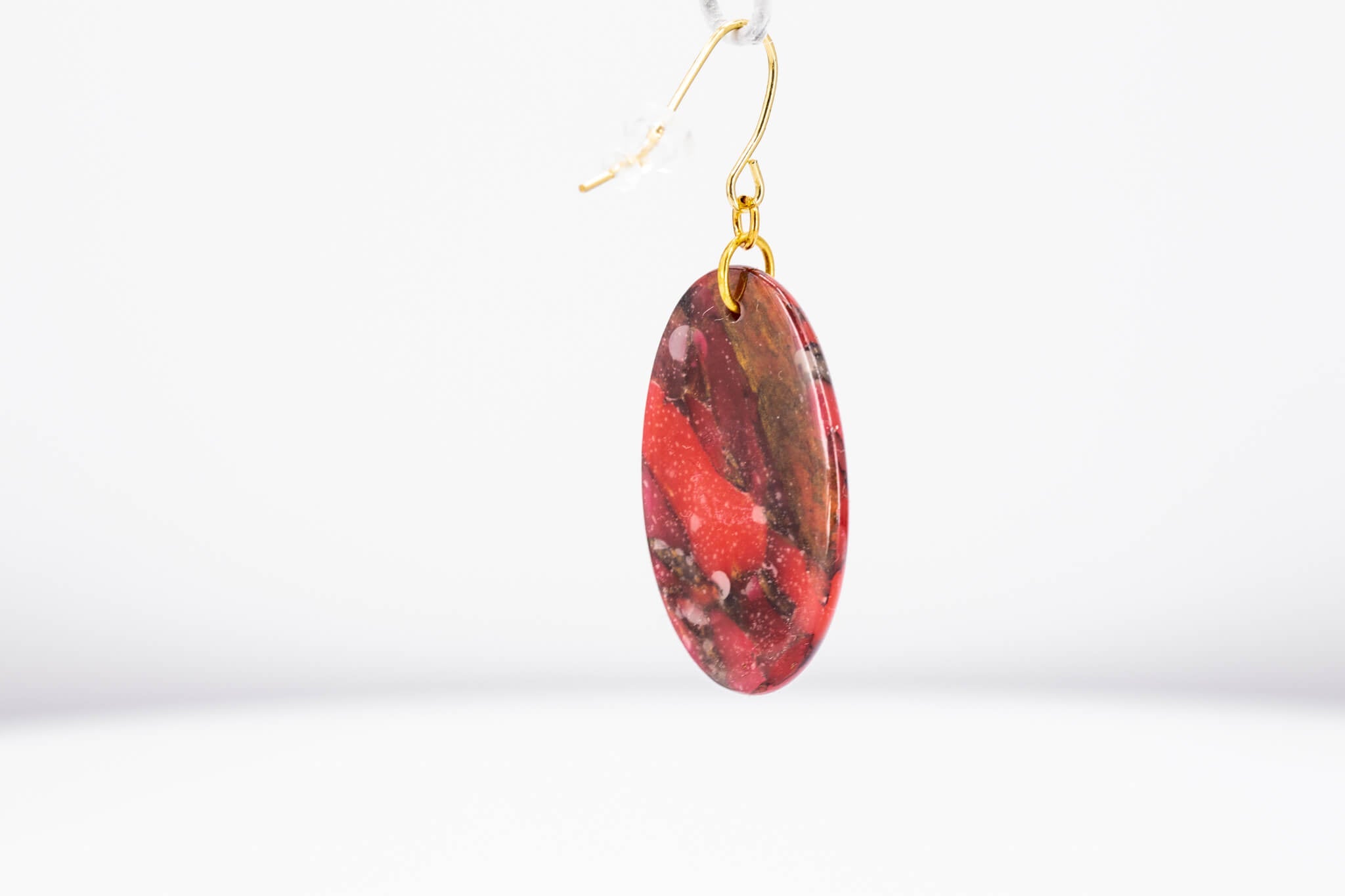 Crimson Stone Oval Earrings - Pearl Moon Creations