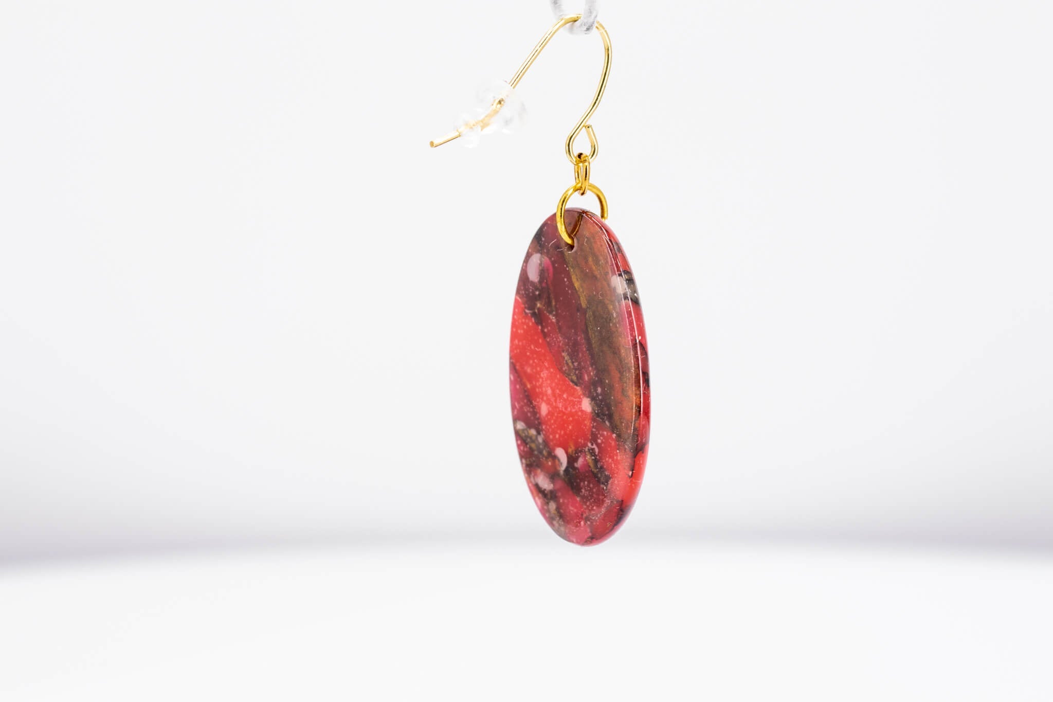 Crimson Stone Oval Earrings - Pearl Moon Creations