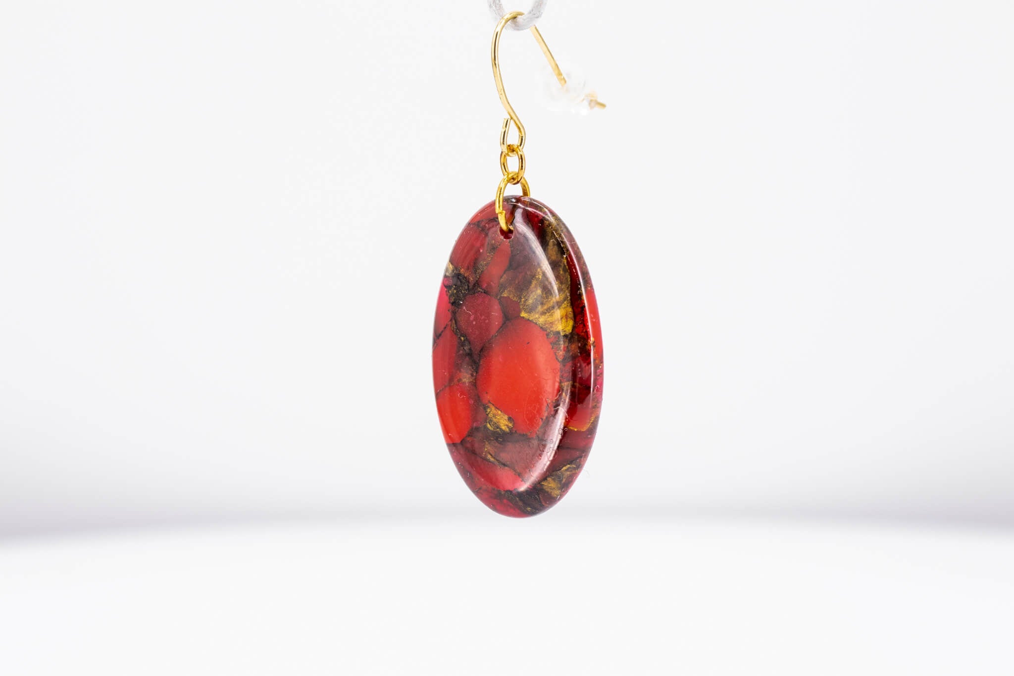 Crimson Stone Oval Earrings - Pearl Moon Creations