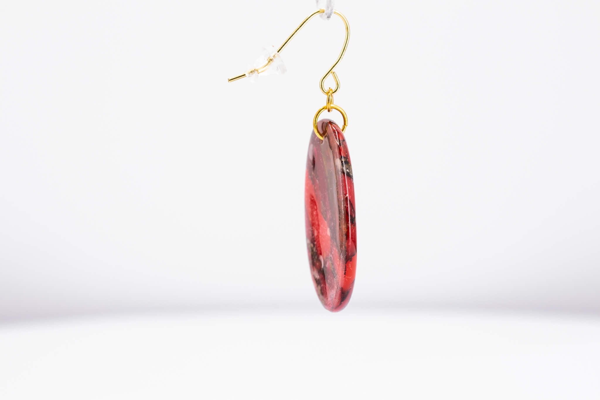 Crimson Stone Oval Earrings - Pearl Moon Creations