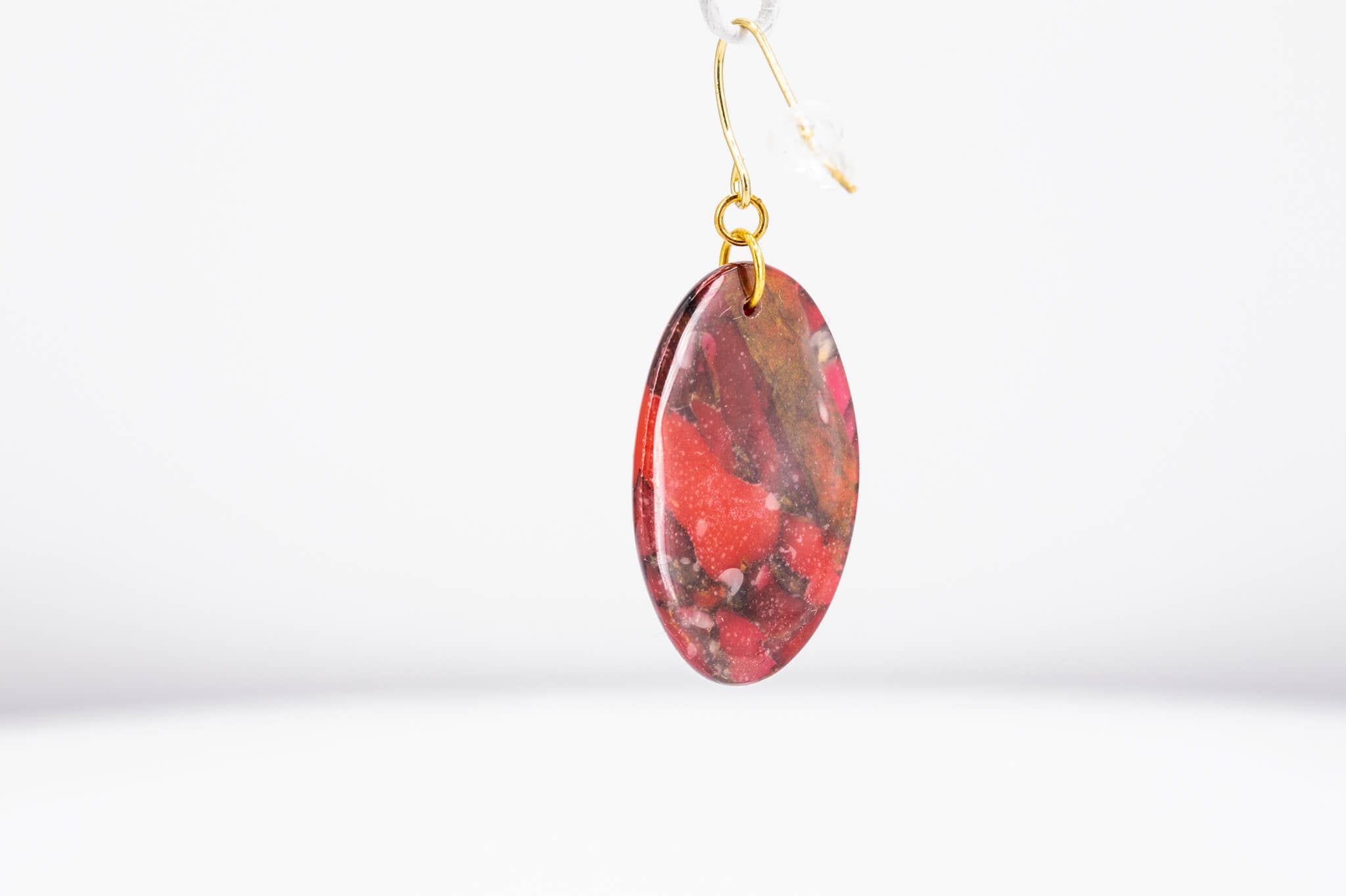 Crimson Stone Oval Earrings - Pearl Moon Creations