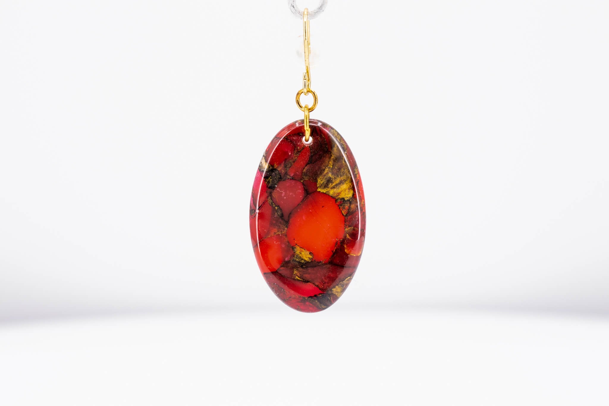 Crimson Stone Oval Earrings - Pearl Moon Creations