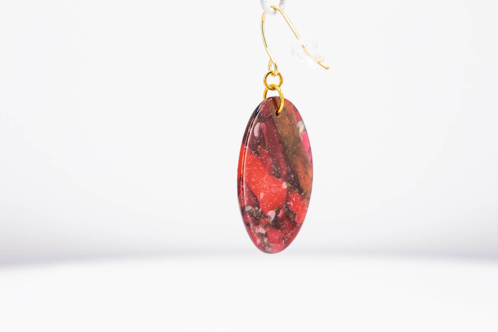 Crimson Stone Oval Earrings - Pearl Moon Creations