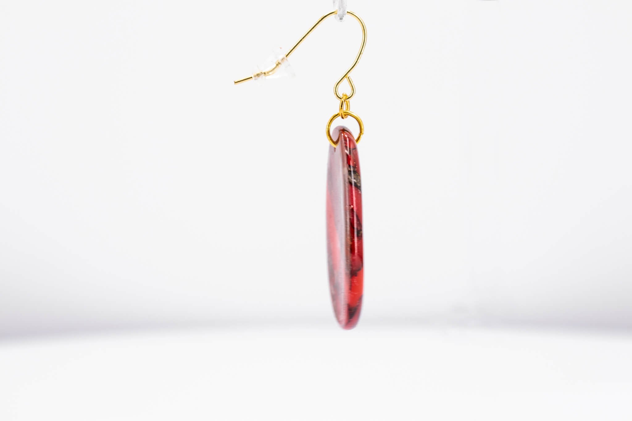 Crimson Stone Oval Earrings - Pearl Moon Creations