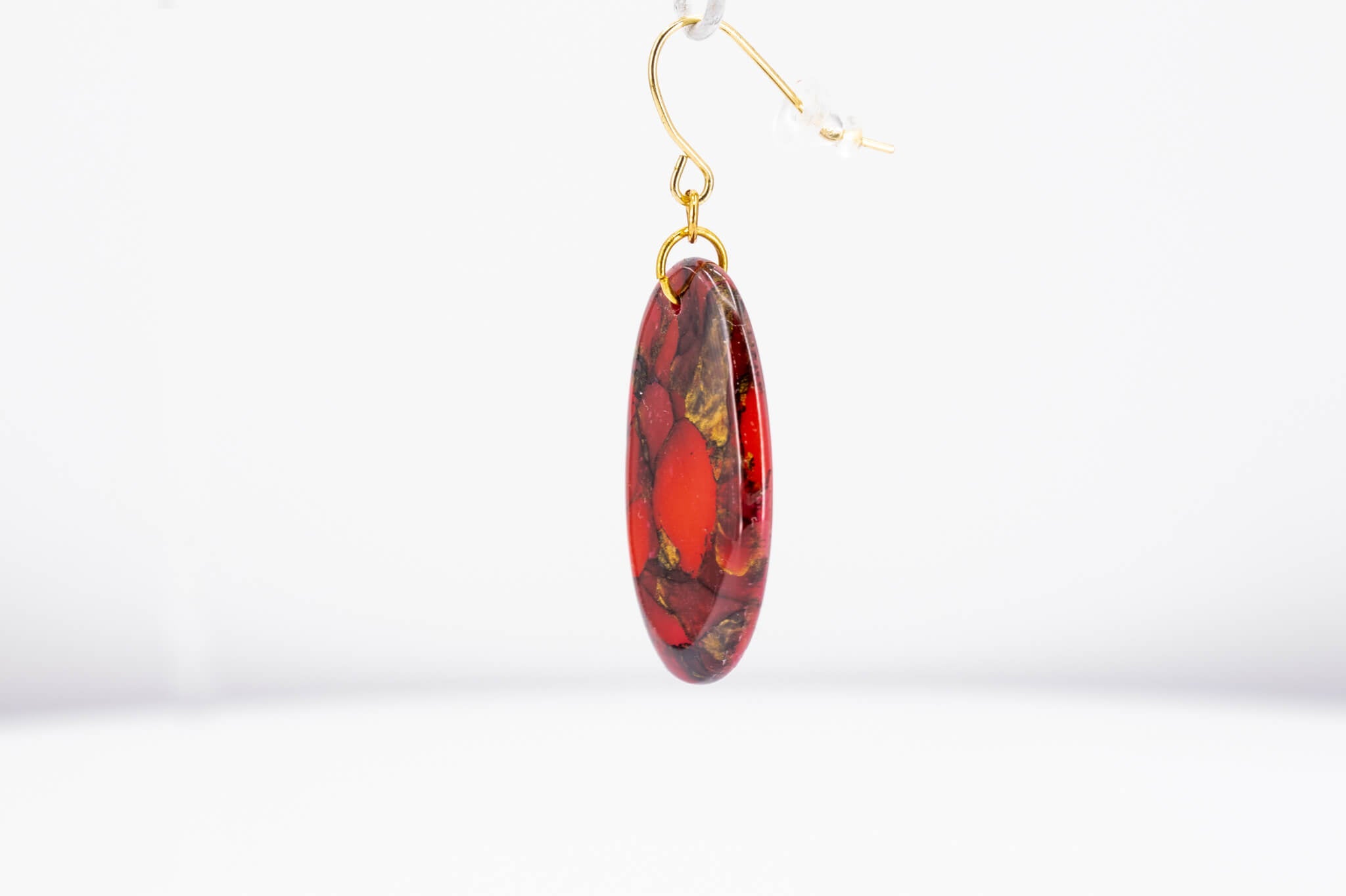Crimson Stone Oval Earrings - Pearl Moon Creations
