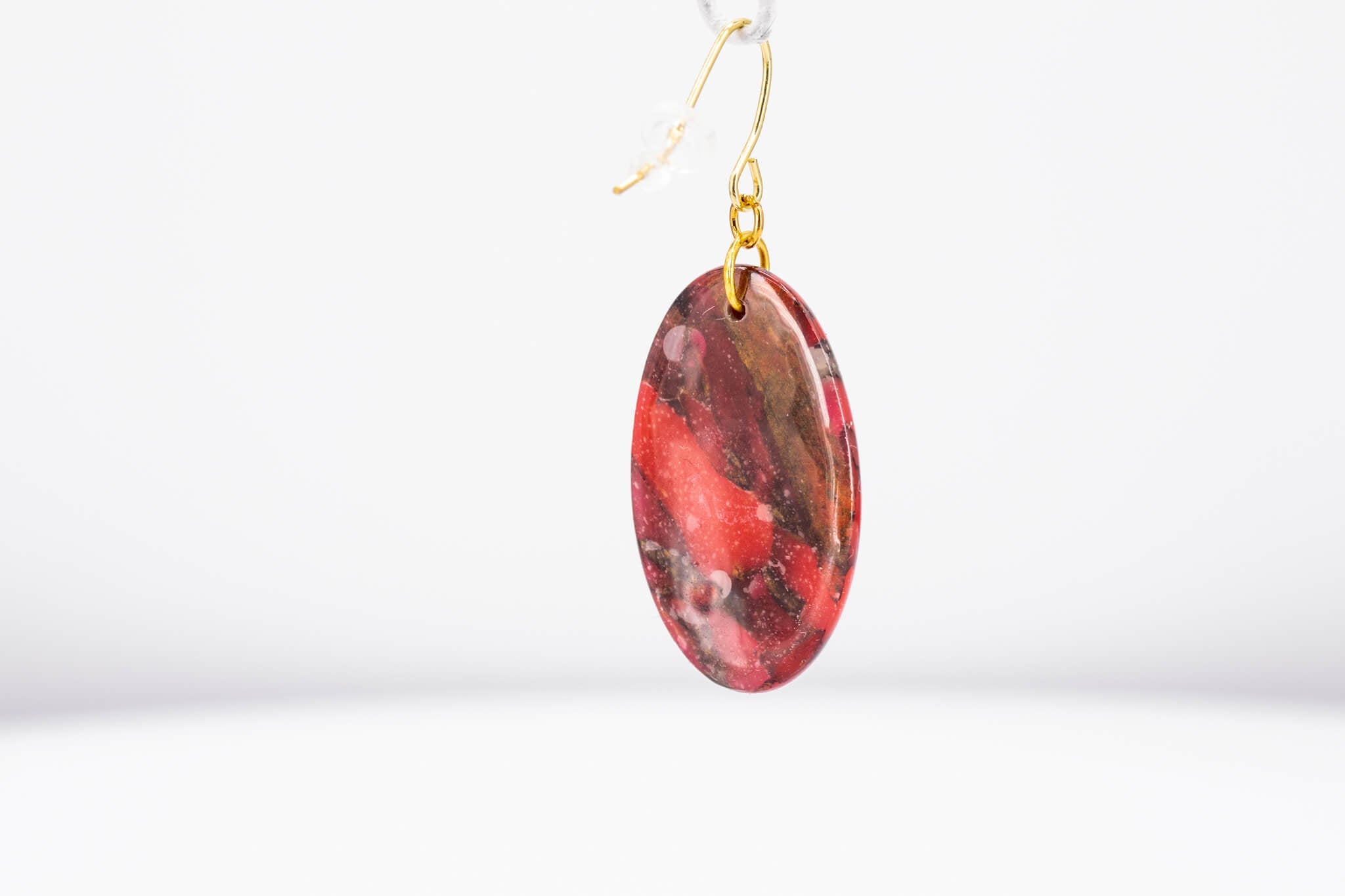 Crimson Stone Oval Earrings - Pearl Moon Creations
