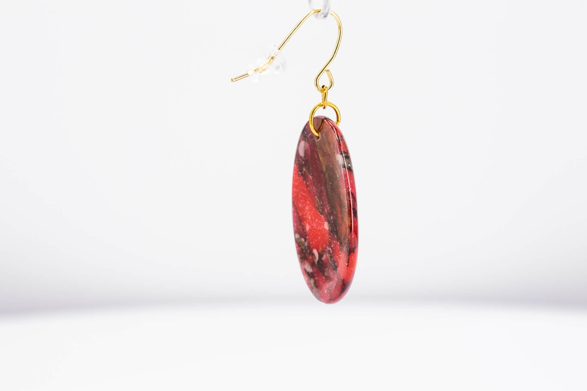 Crimson Stone Oval Earrings - Pearl Moon Creations