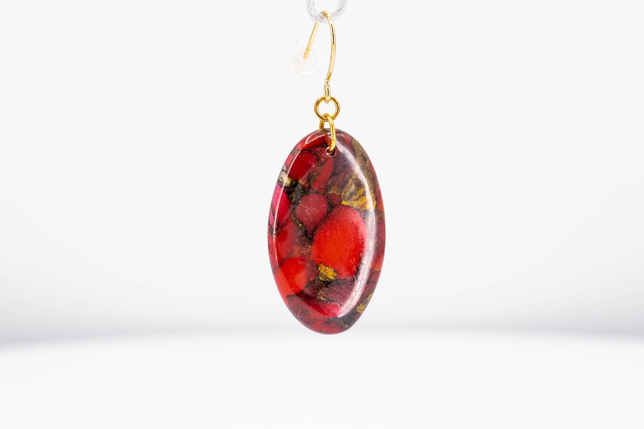 Crimson Stone Oval Earrings - Pearl Moon Creations