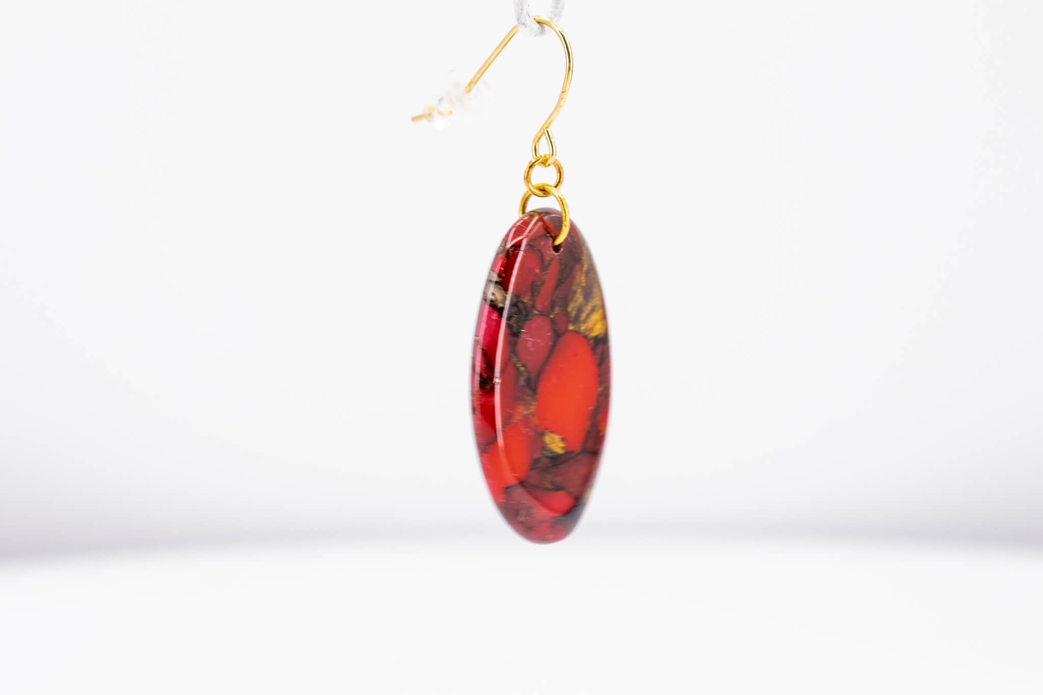 Crimson Stone Oval Earrings - Pearl Moon Creations