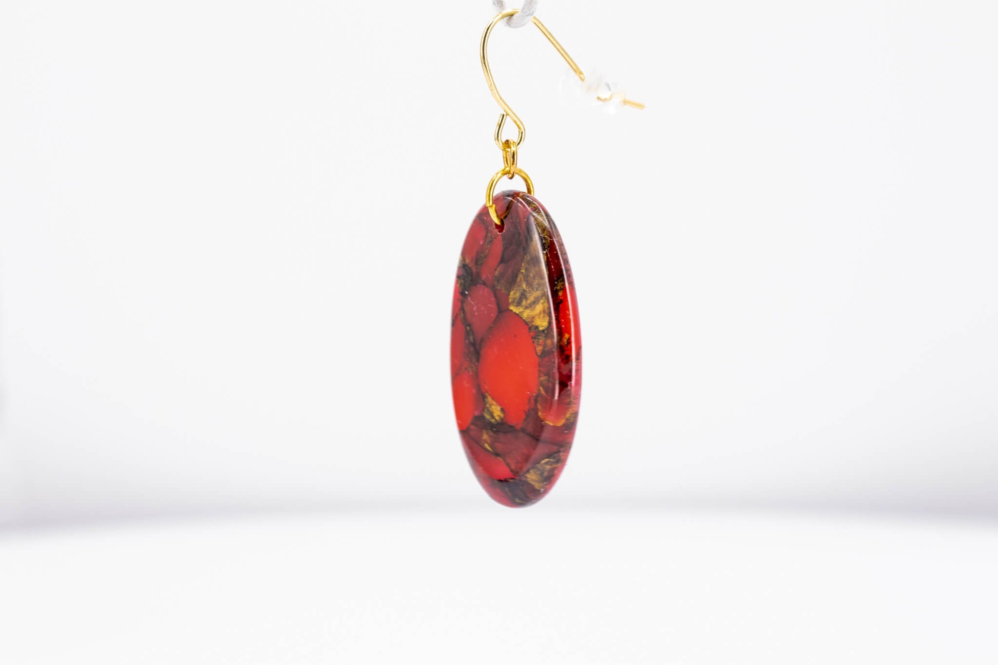 Crimson Stone Oval Earrings - Pearl Moon Creations