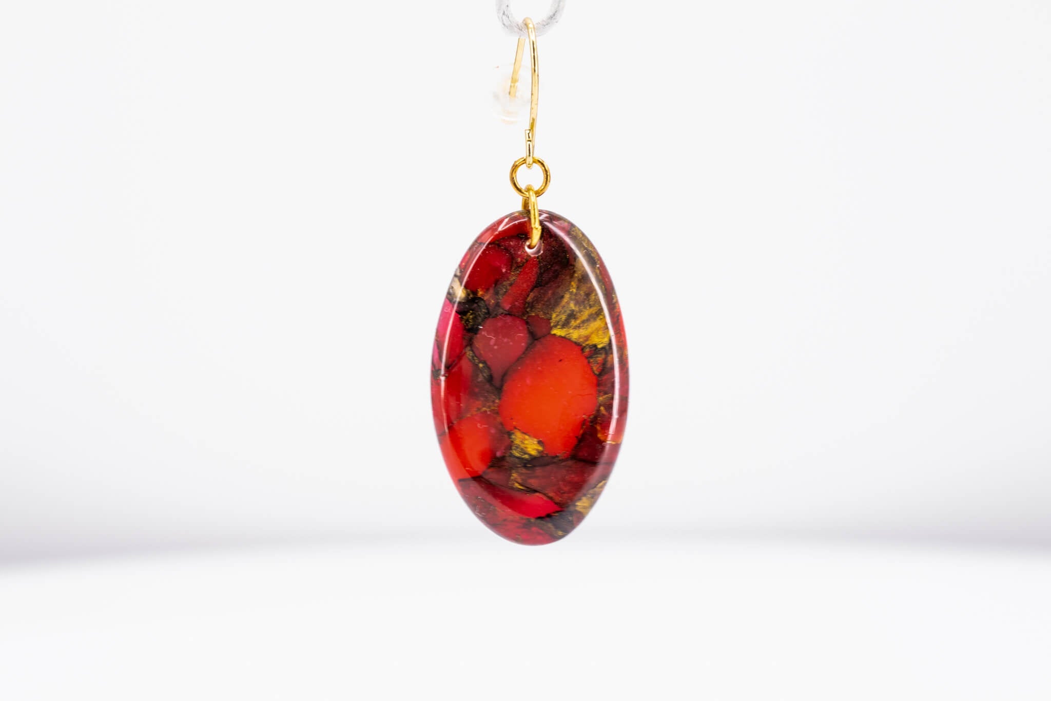 Crimson Stone Oval Earrings - Pearl Moon Creations