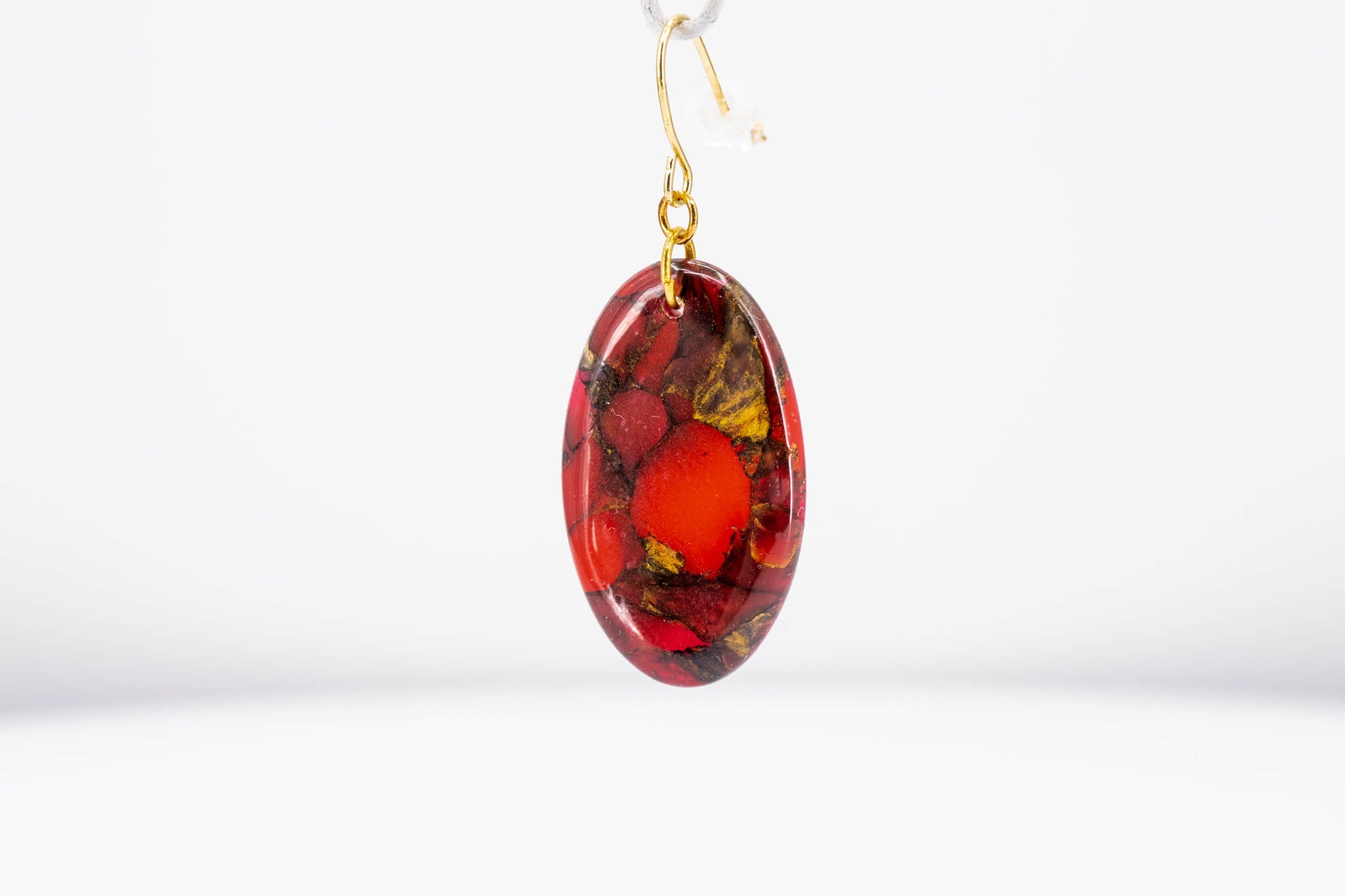 Crimson Stone Oval Earrings - Pearl Moon Creations