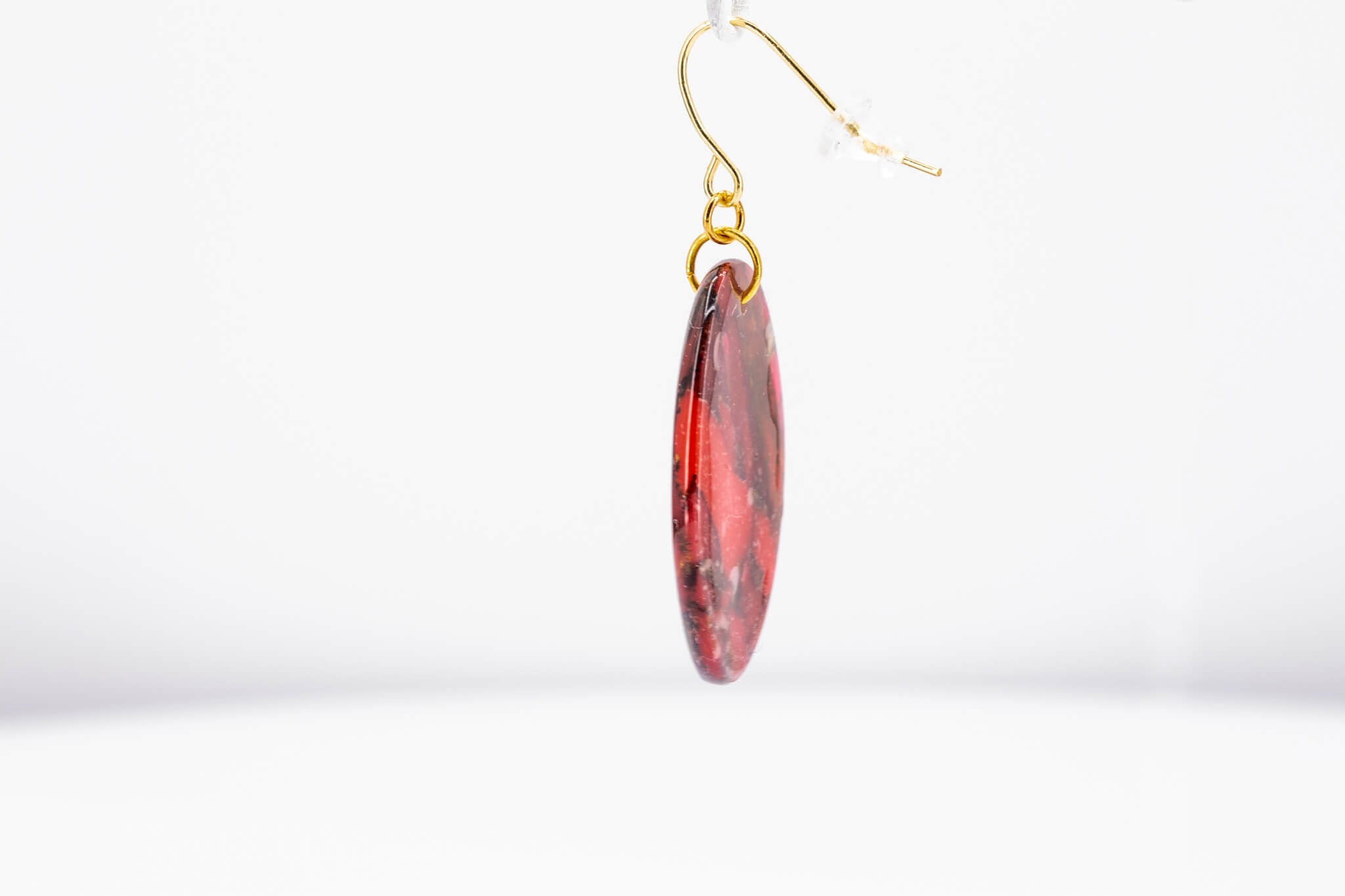 Crimson Stone Oval Earrings - Pearl Moon Creations