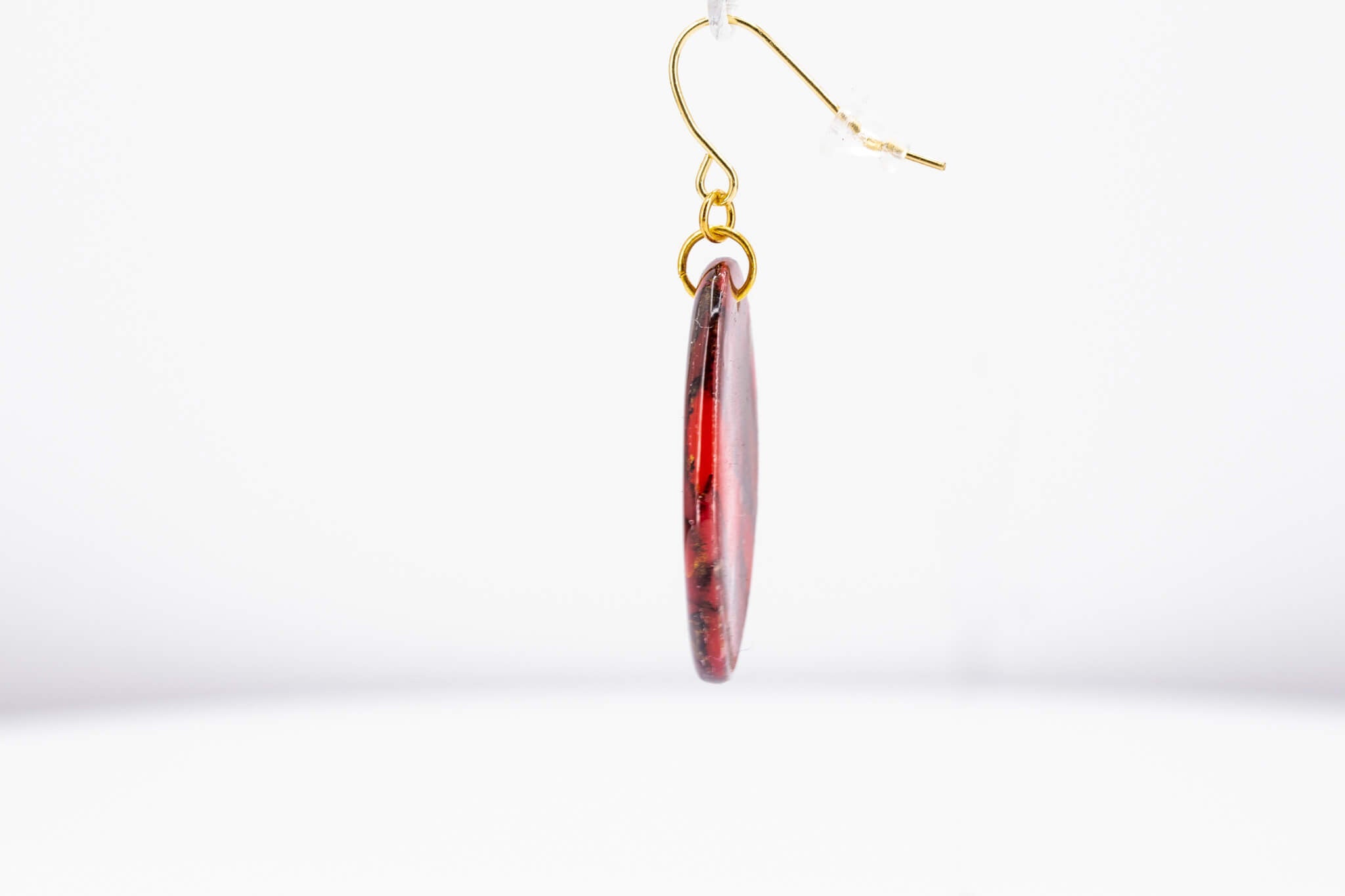 Crimson Stone Oval Earrings - Pearl Moon Creations