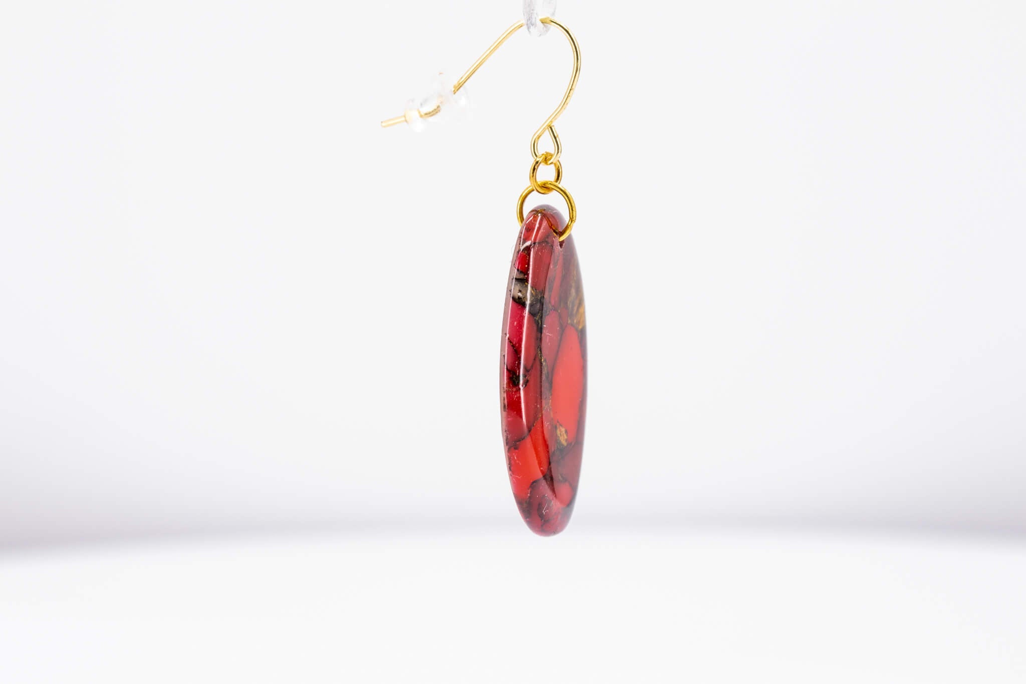Crimson Stone Oval Earrings - Pearl Moon Creations