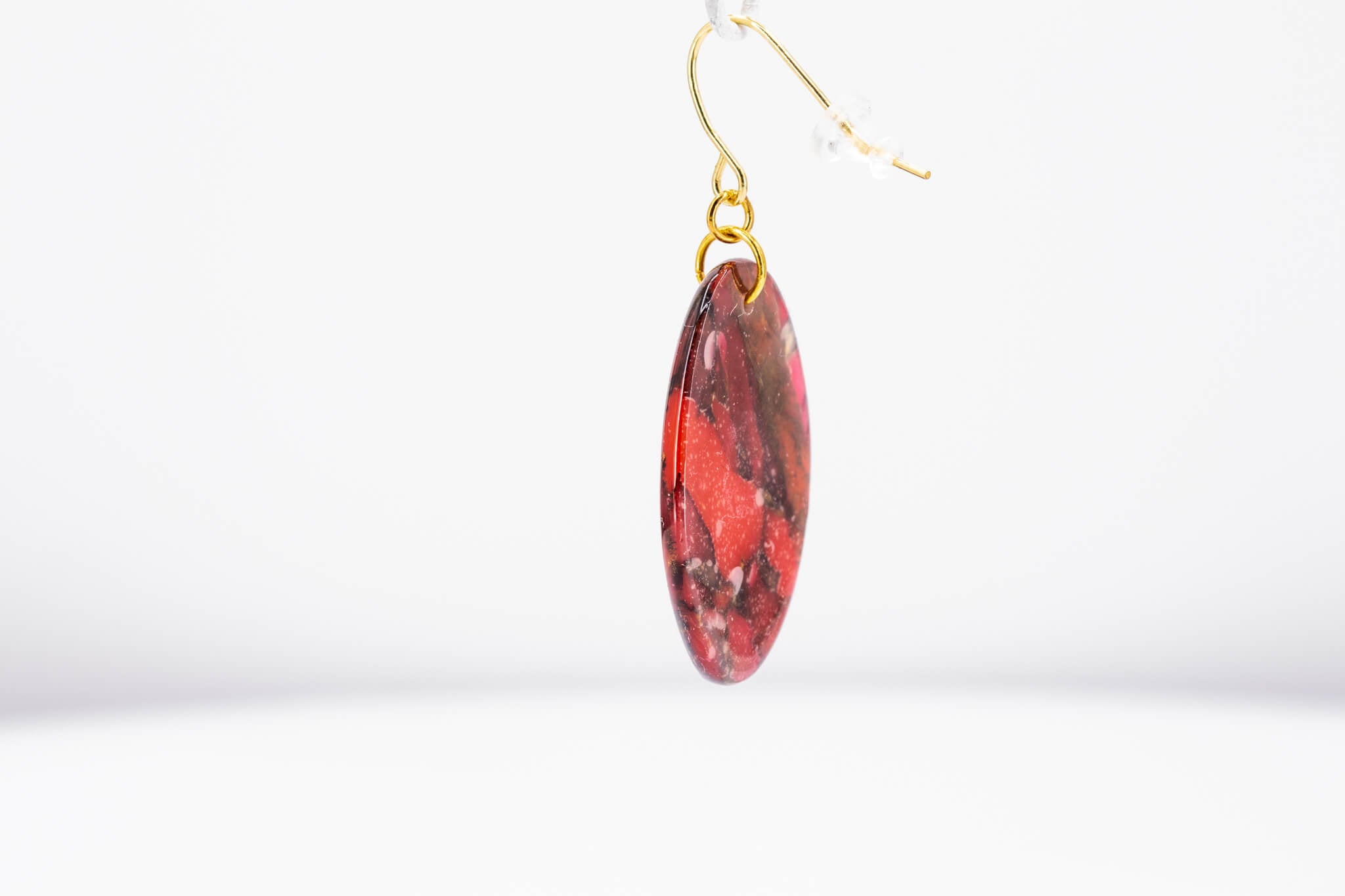 Crimson Stone Oval Earrings - Pearl Moon Creations