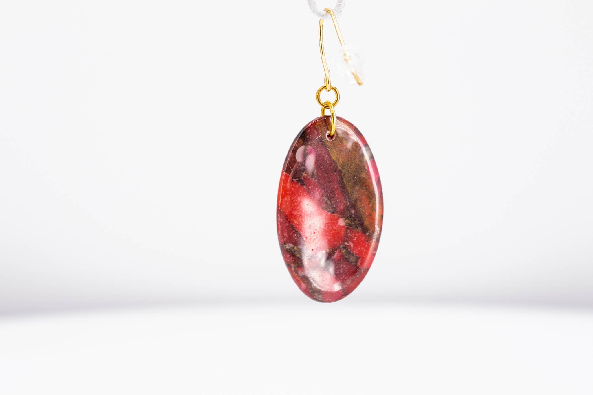 Crimson Stone Oval Earrings - Pearl Moon Creations