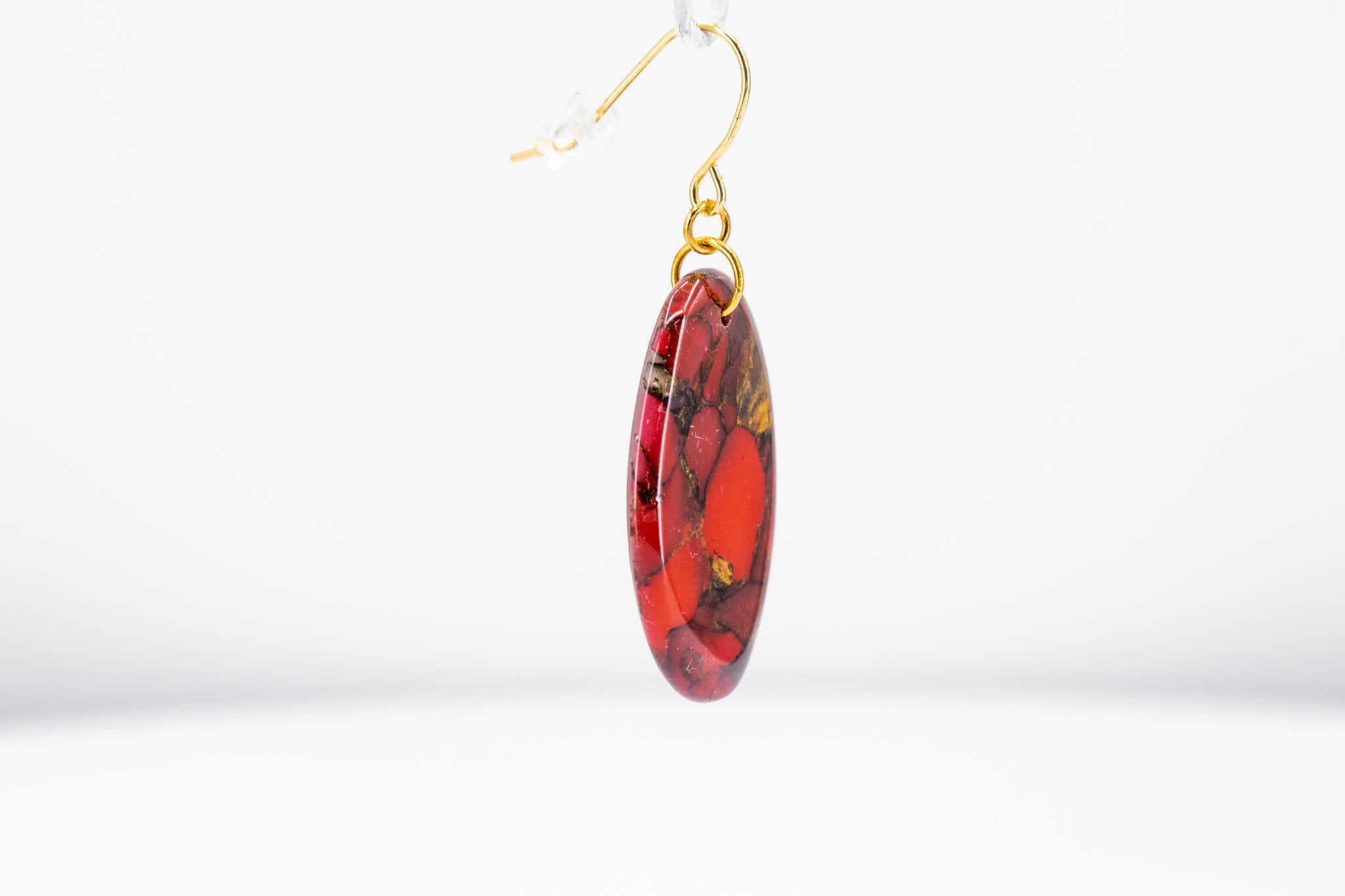 Crimson Stone Oval Earrings - Pearl Moon Creations