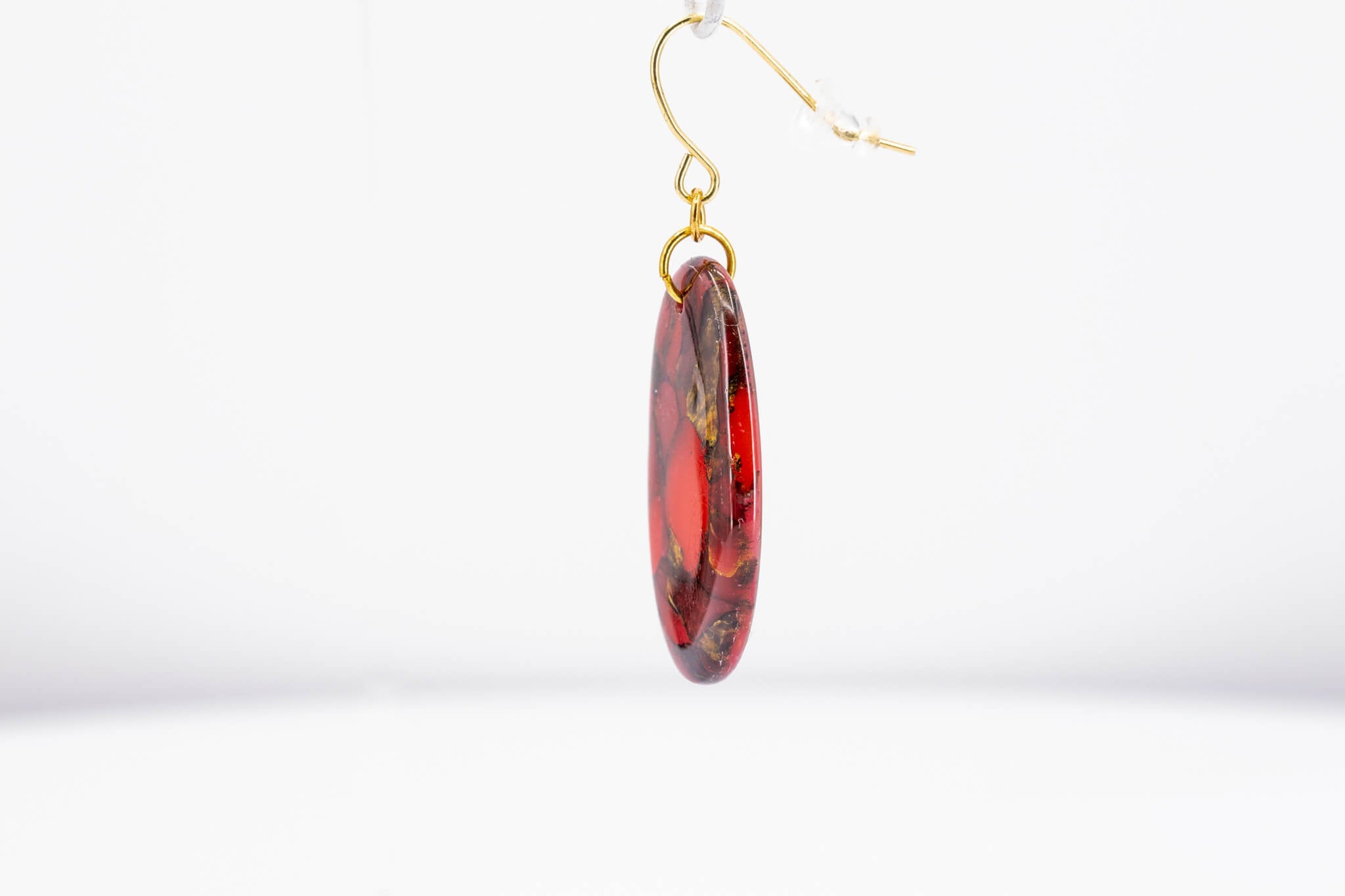 Crimson Stone Oval Earrings - Pearl Moon Creations