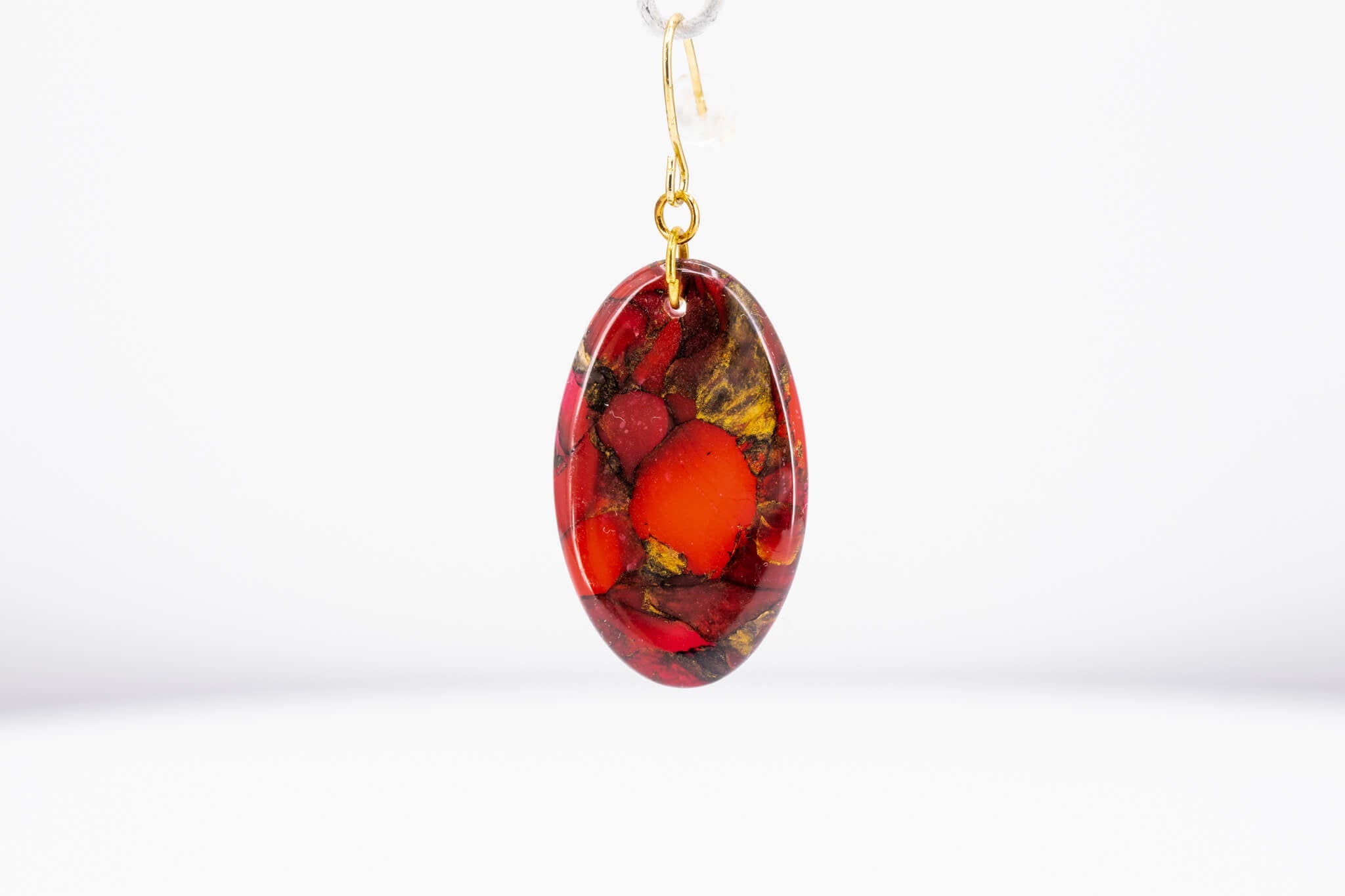Crimson Stone Oval Earrings - Pearl Moon Creations