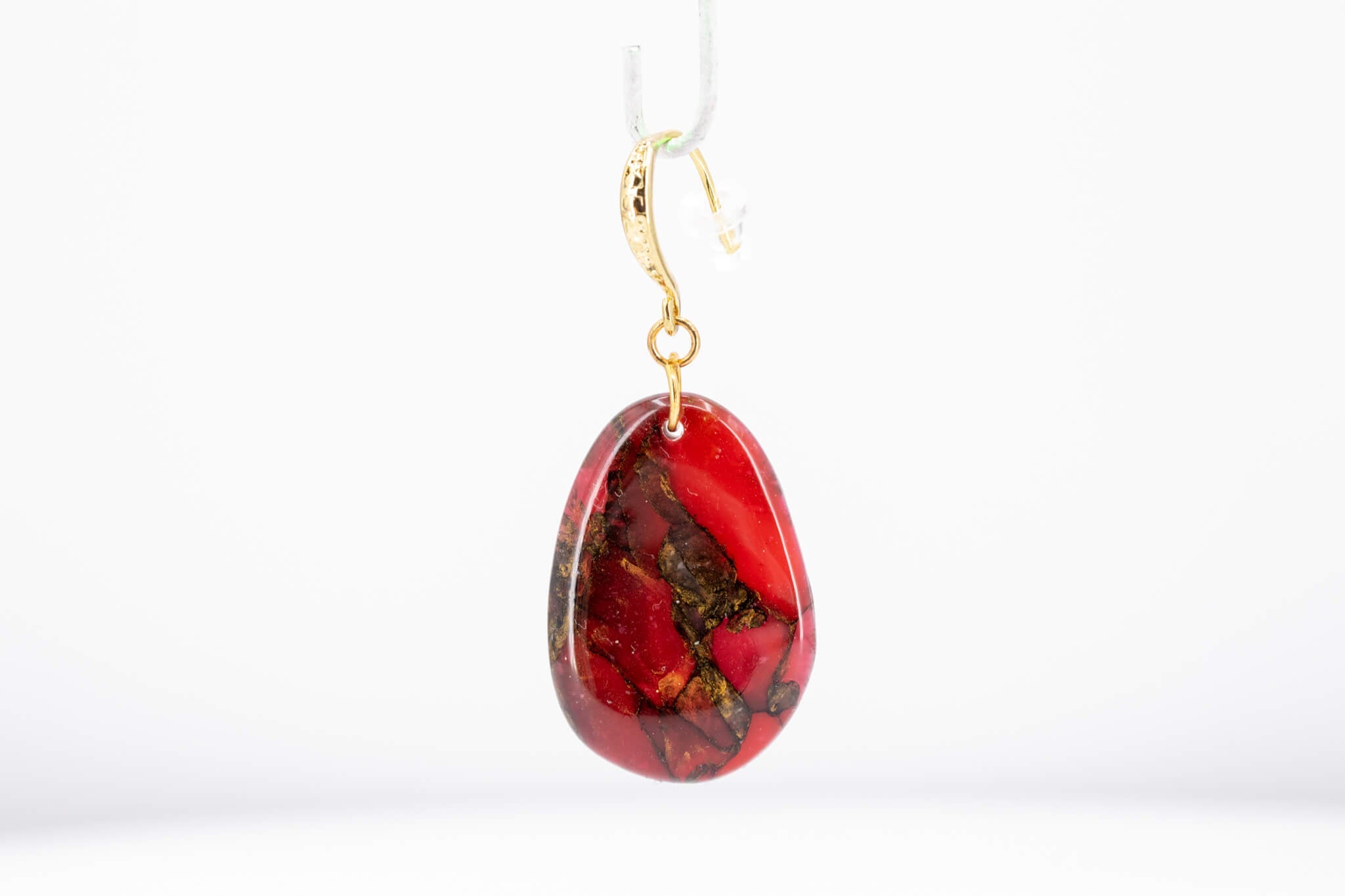 Crimson Stone Pebble Earrings - Pearl Moon Creations