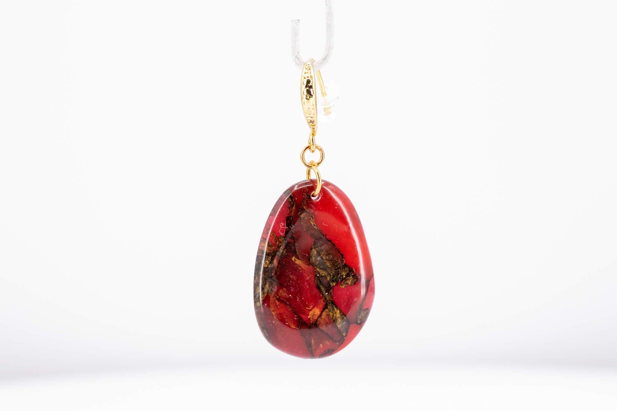 Crimson Stone Pebble Earrings - Pearl Moon Creations